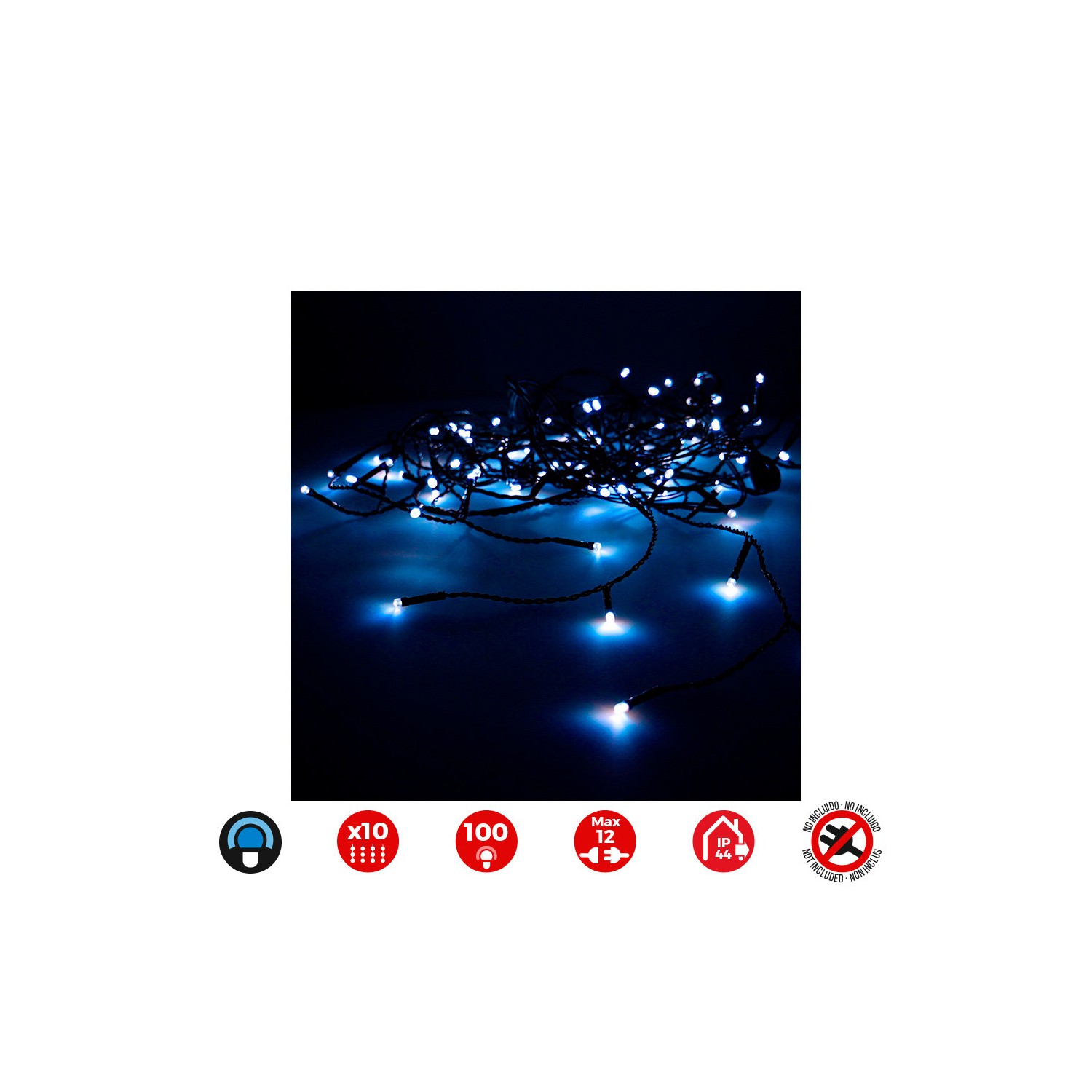 Cortina easy-connect 2x1m 10 tiras 100 leds azul 30v (interior-exterior) edm total 1,8w