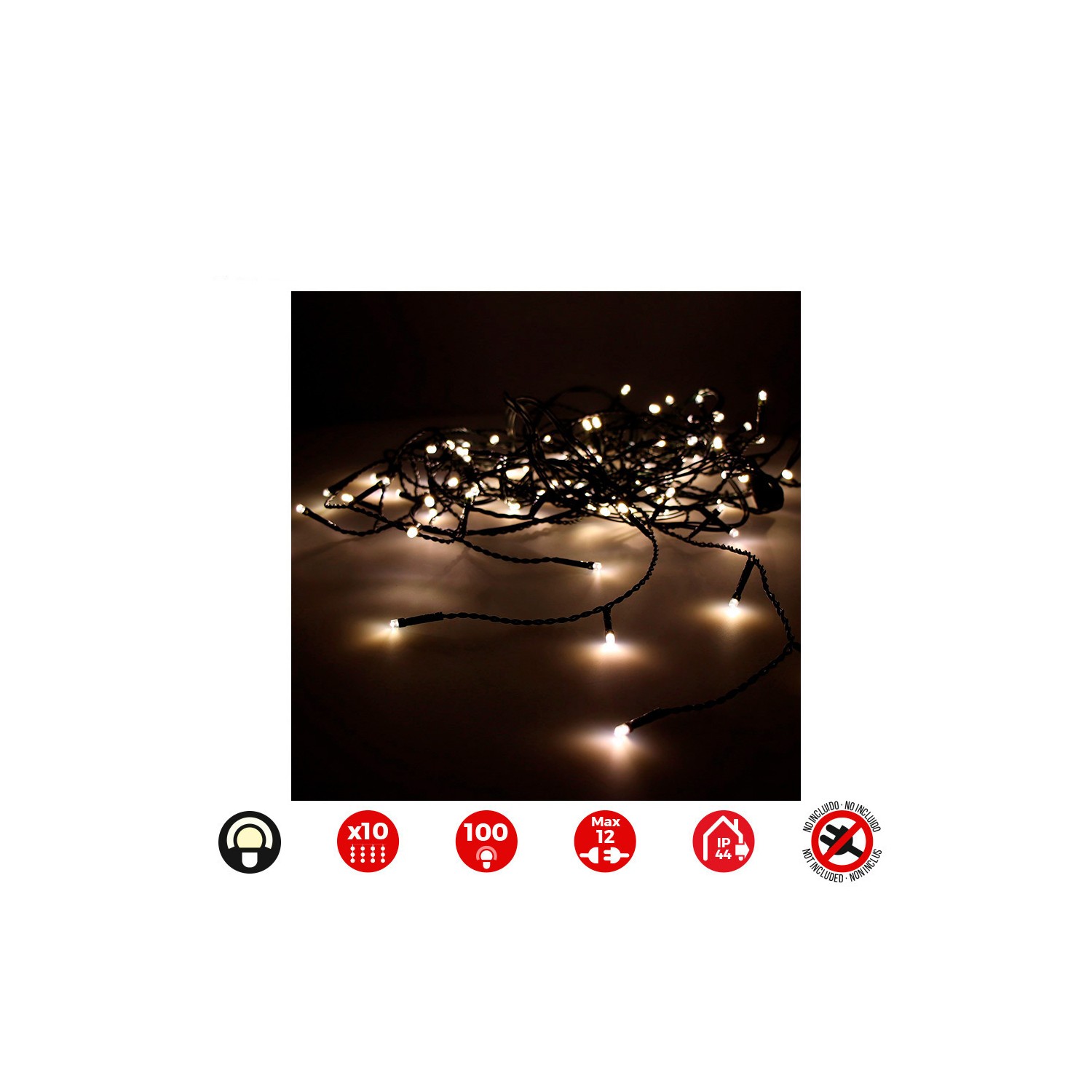 Cortina easy-connect 2x1m 10 tiras 100 leds blanco calido 30v (interior-exterior) edm total 1,8w