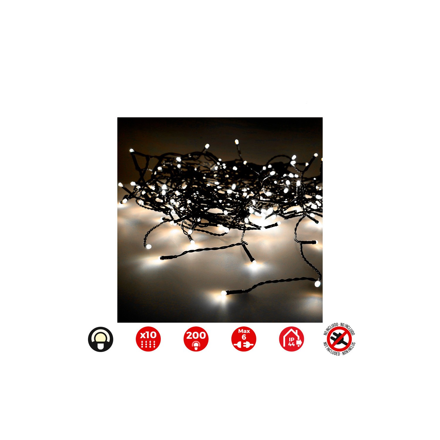 Cortina easy-connect 2x2m 10 tiras 200 leds blanco calido 30v (interior-exterior) edm total 3,2w