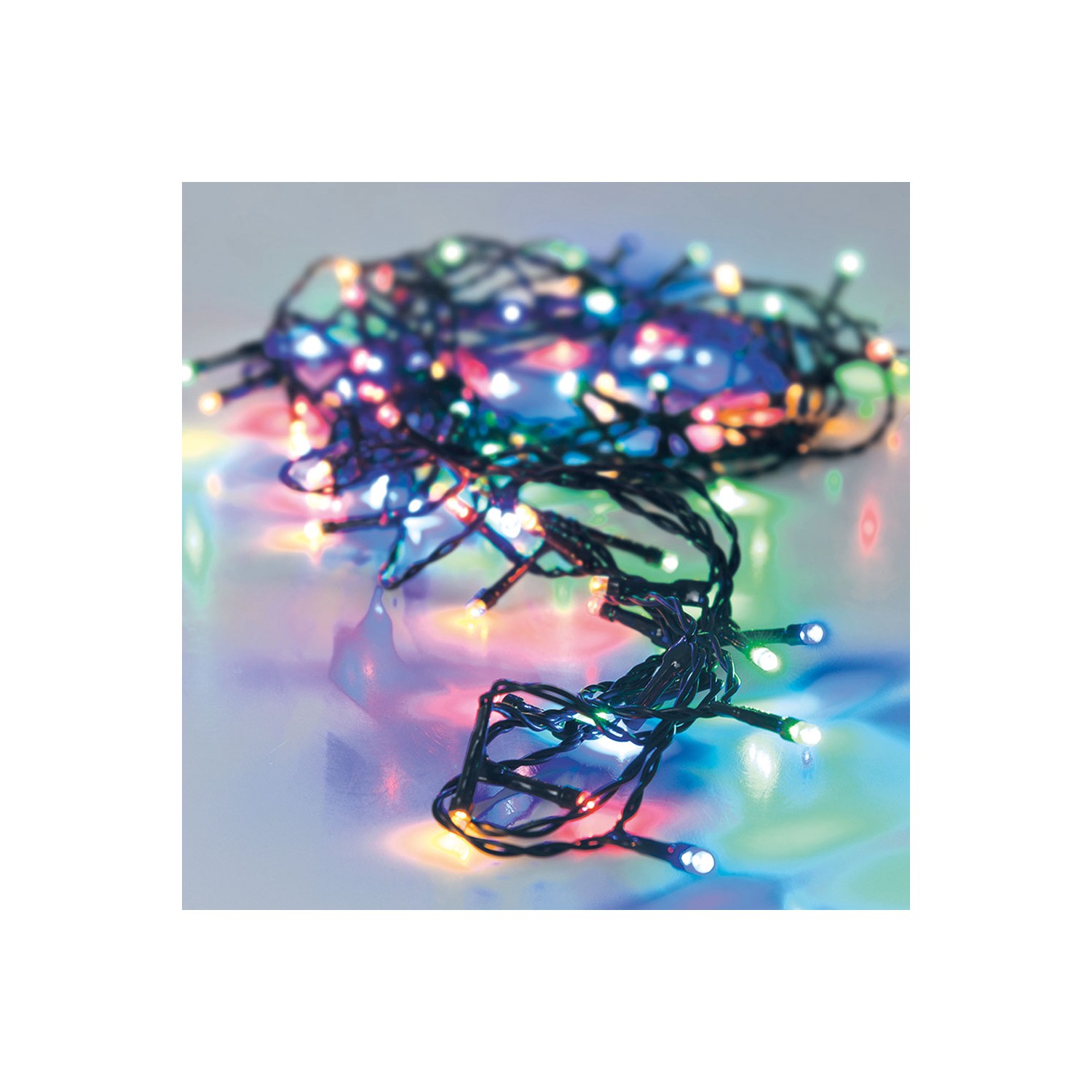 Guirnalda a pilas multifuncion 48 leds cable negro luz multicolor 4m