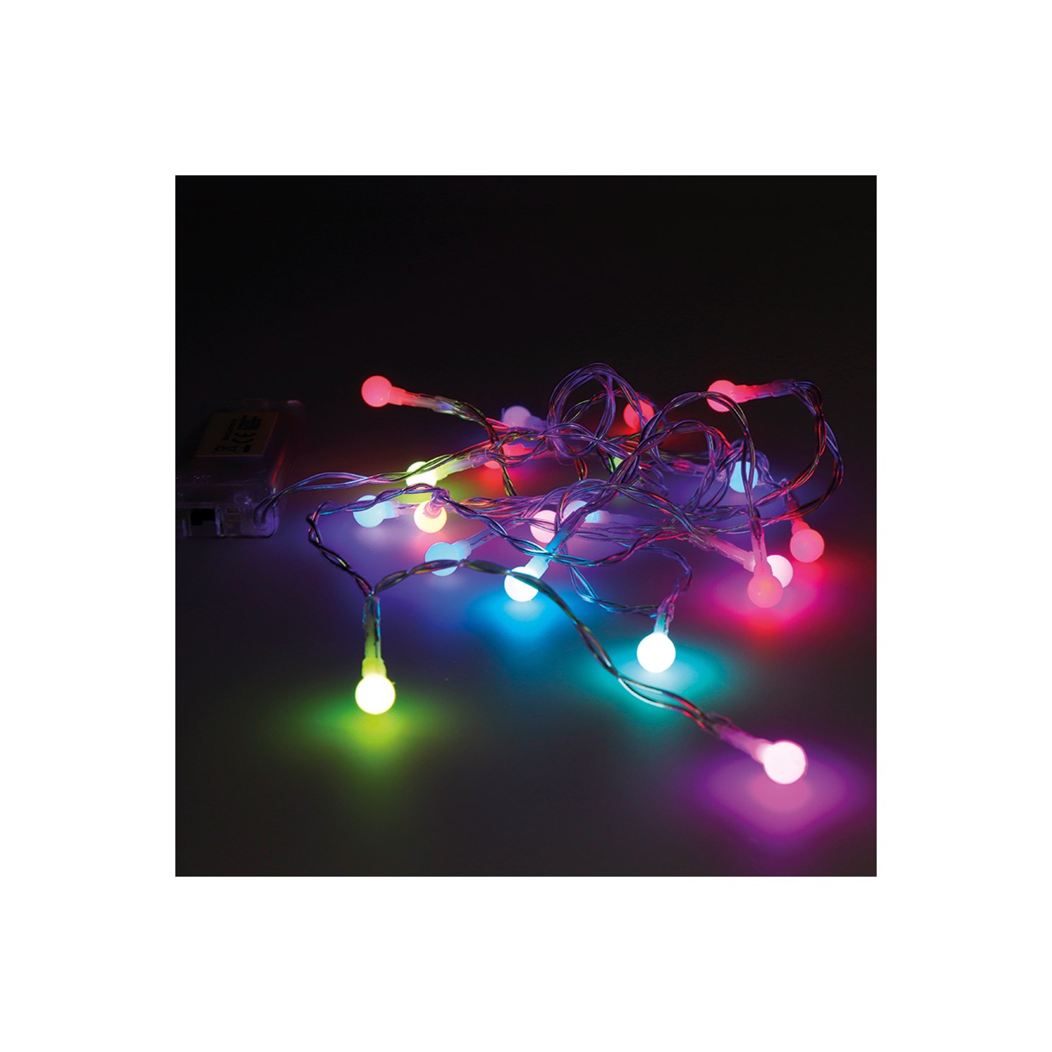 Guirnalda a pilas rgb 10 leds esferica 8mm luz multicolor 1,3m