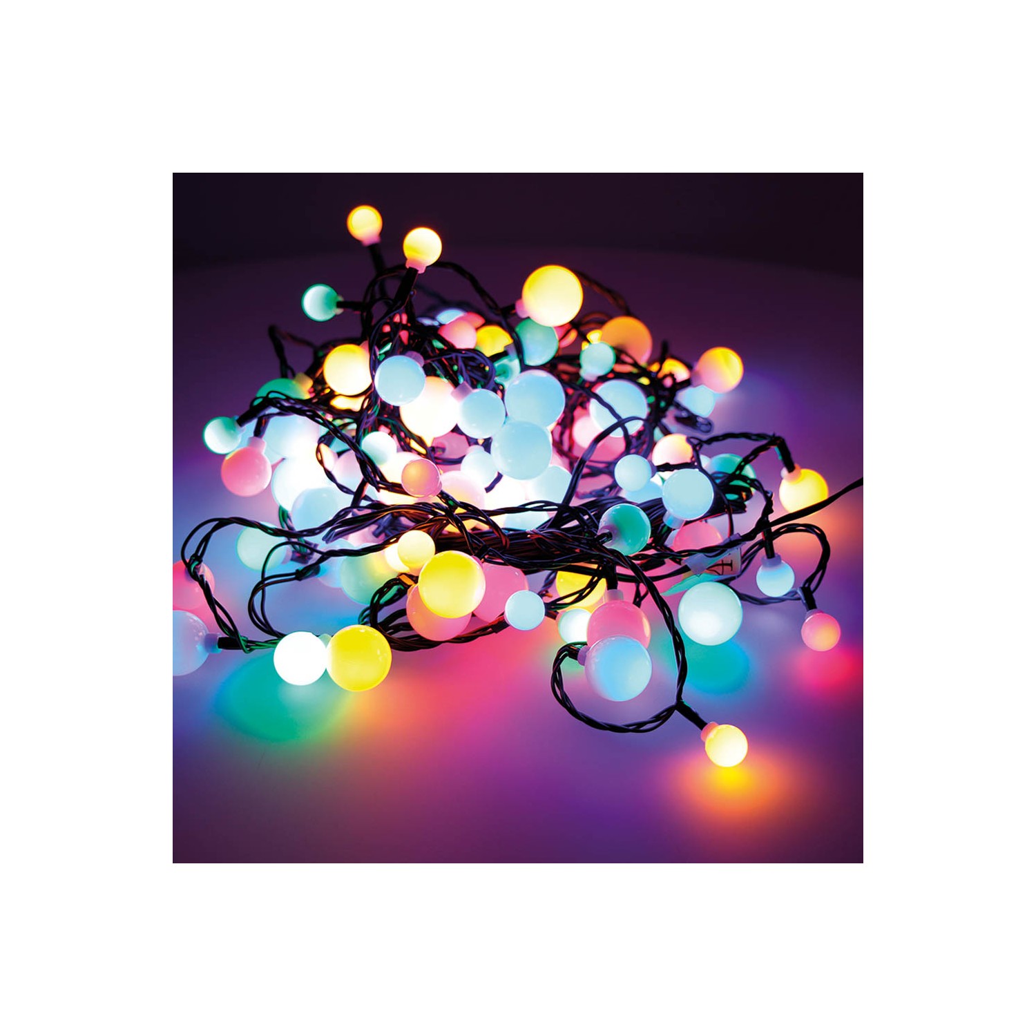 Guirnalda "cherry" led luces de tres medidas 14m 120 leds multicolor exterior