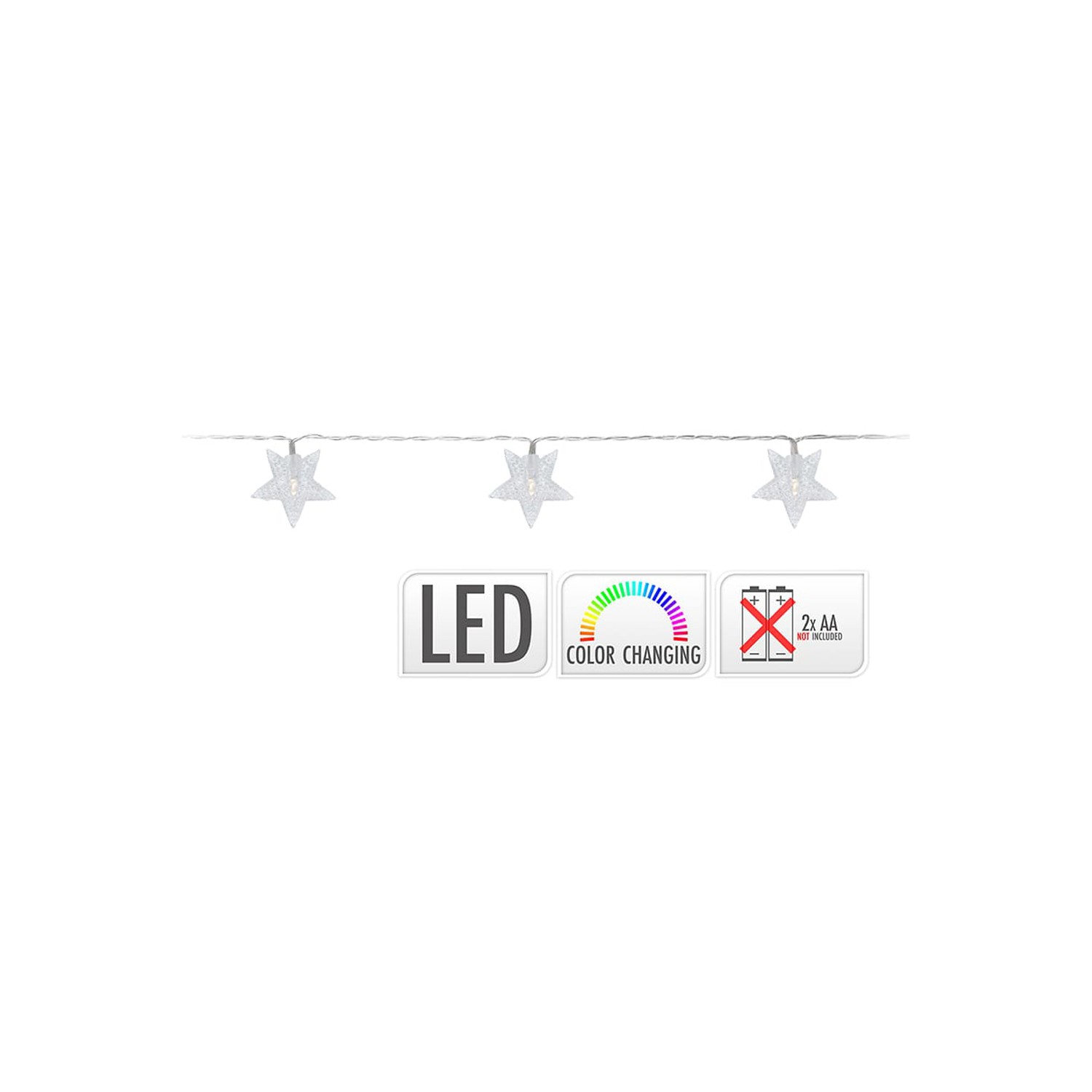 Guirnalda a pilas fija 10 leds con estrellas luz multicolor 1,3m