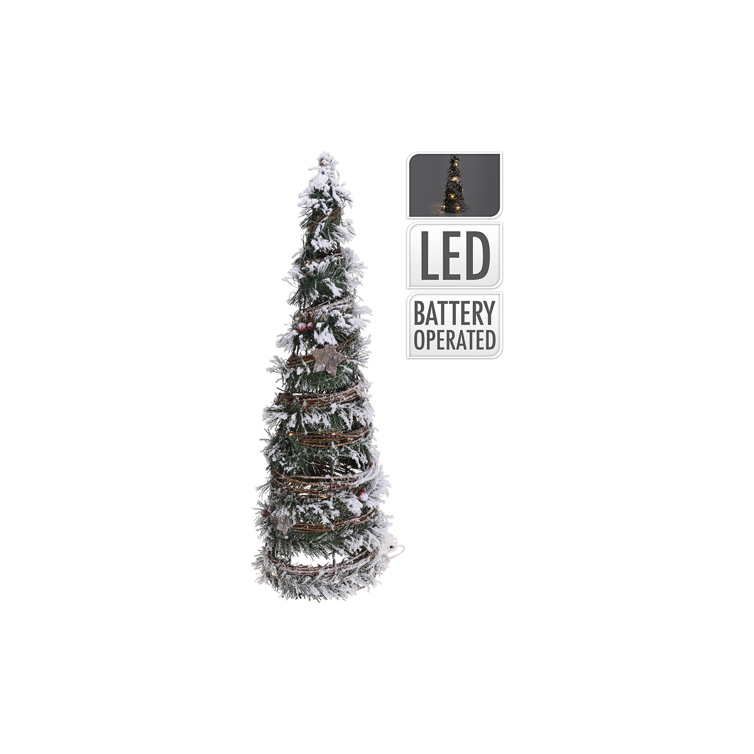 Abeto de navidad de rattan con 20 leds 40cm