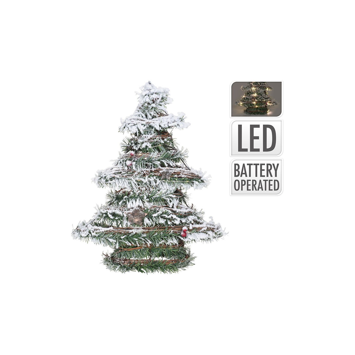 Arbol de navidad de rattan con leds 40cm