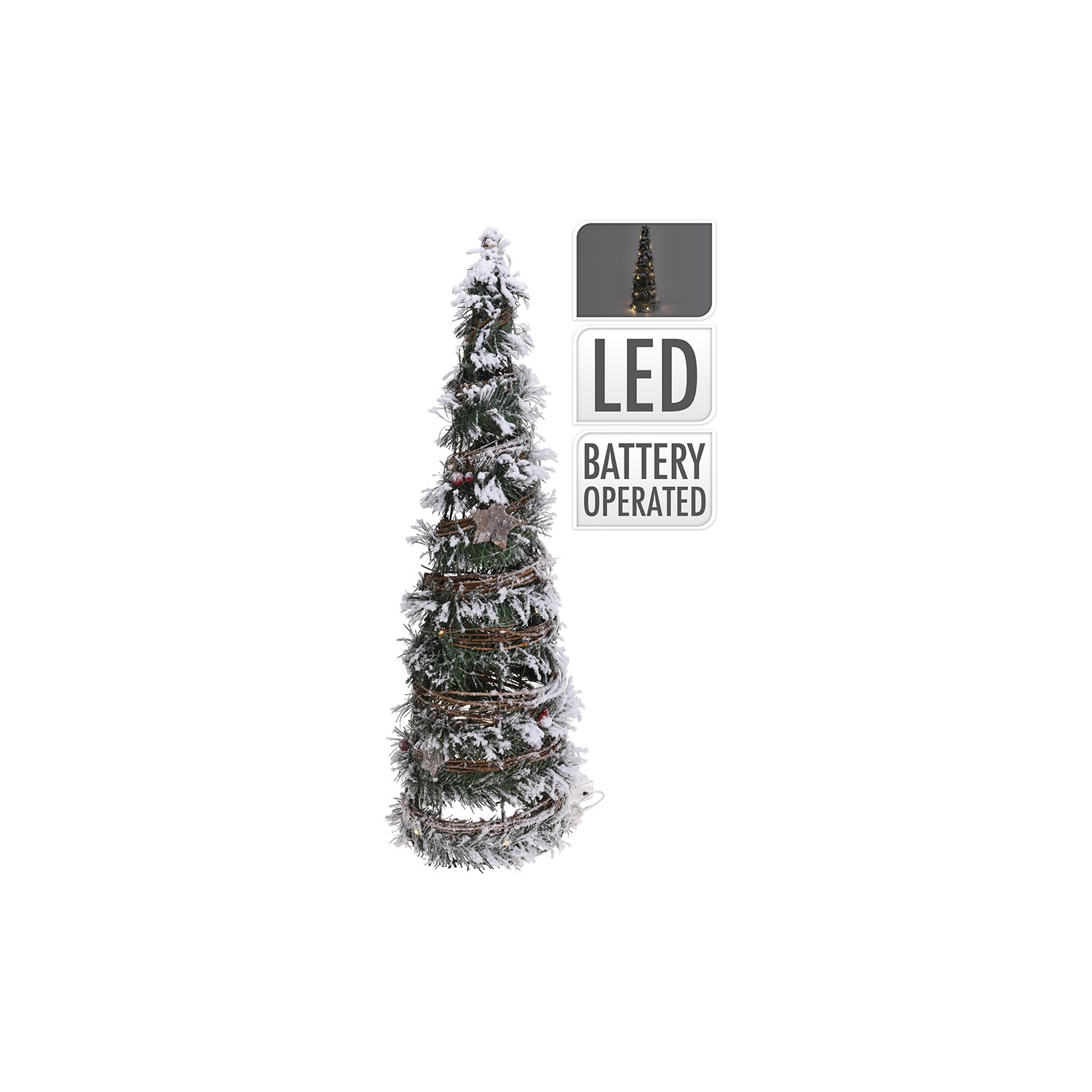 Abeto de navidad de rattan con 30 leds 60cm