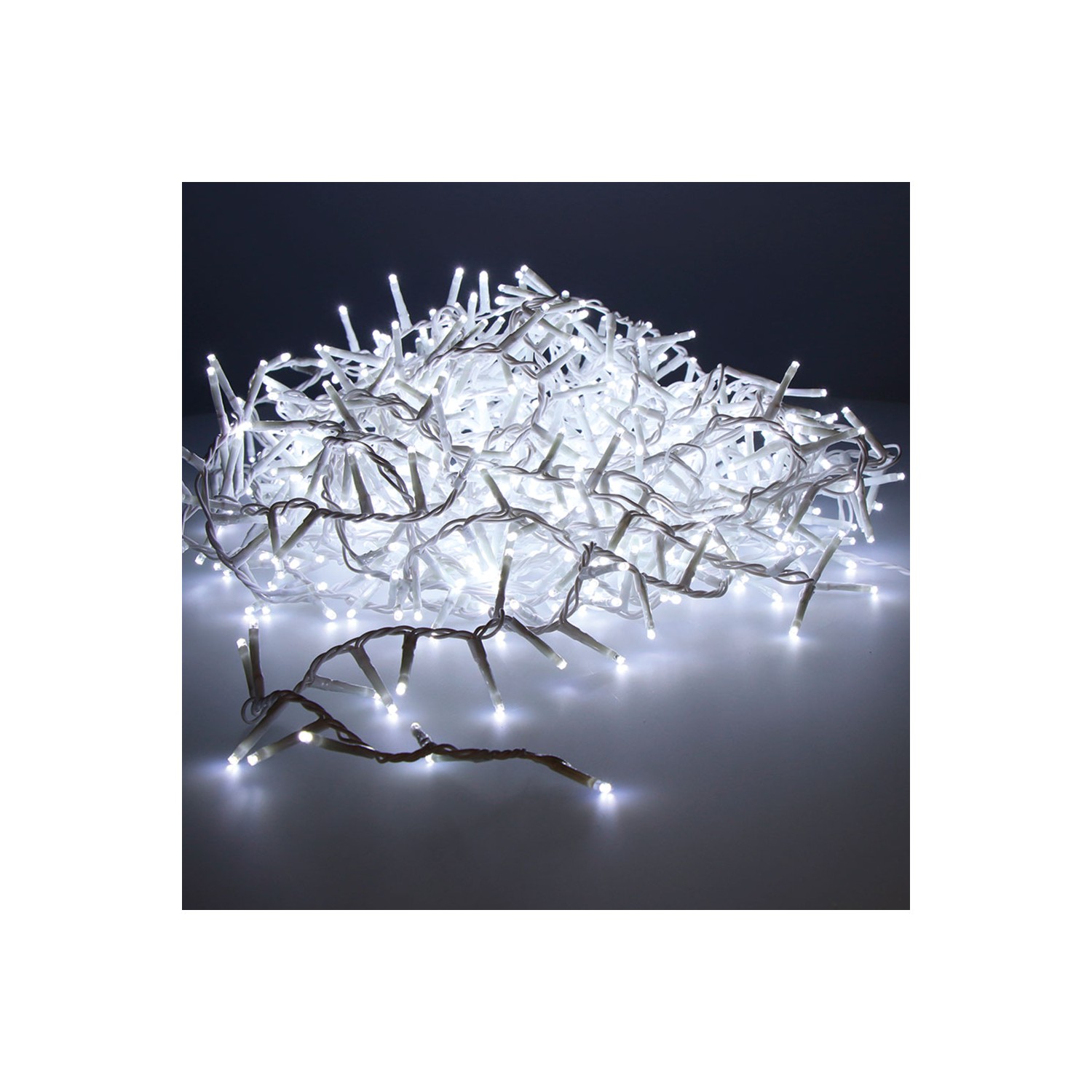 Guirnalda led compact parpadeante exterior blanco frio 16m 500 leds cable blanco