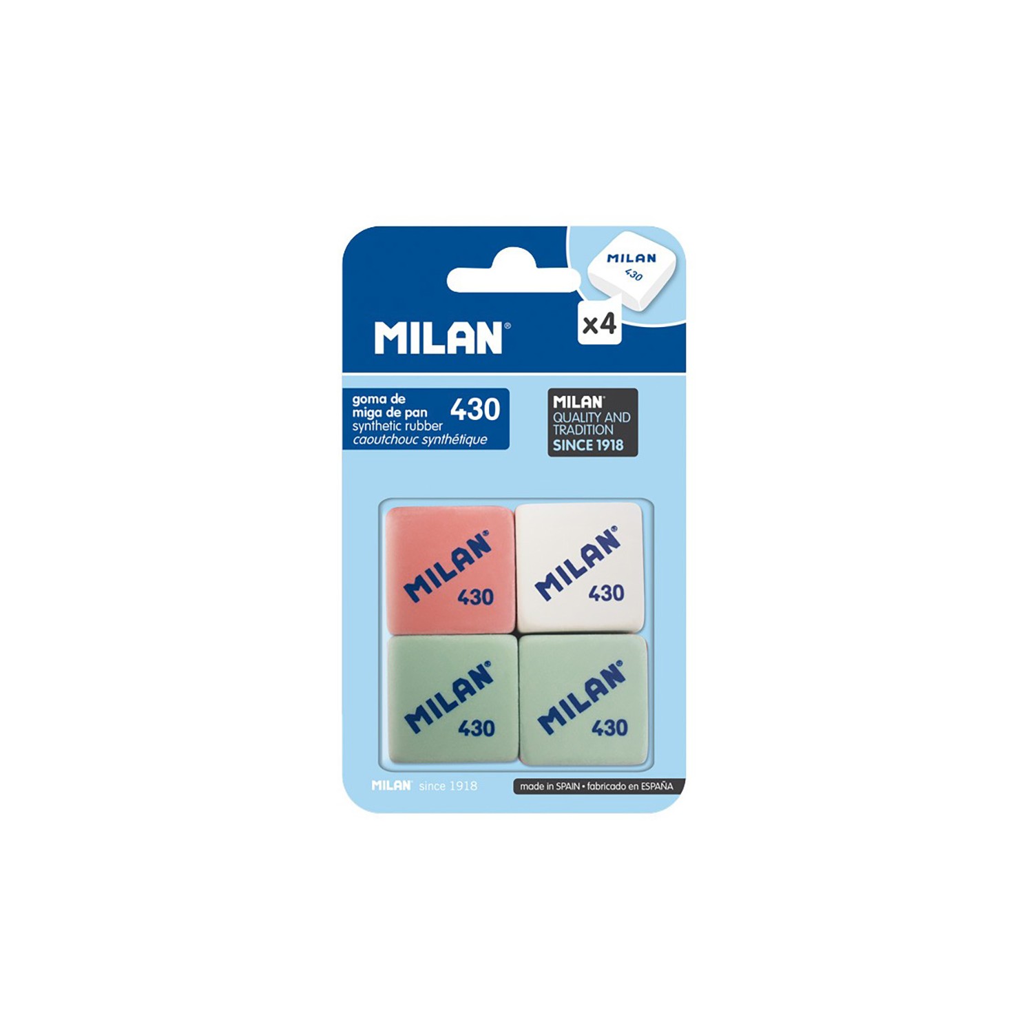 Blister con 4 gomas mod. 430 miga de pan milan