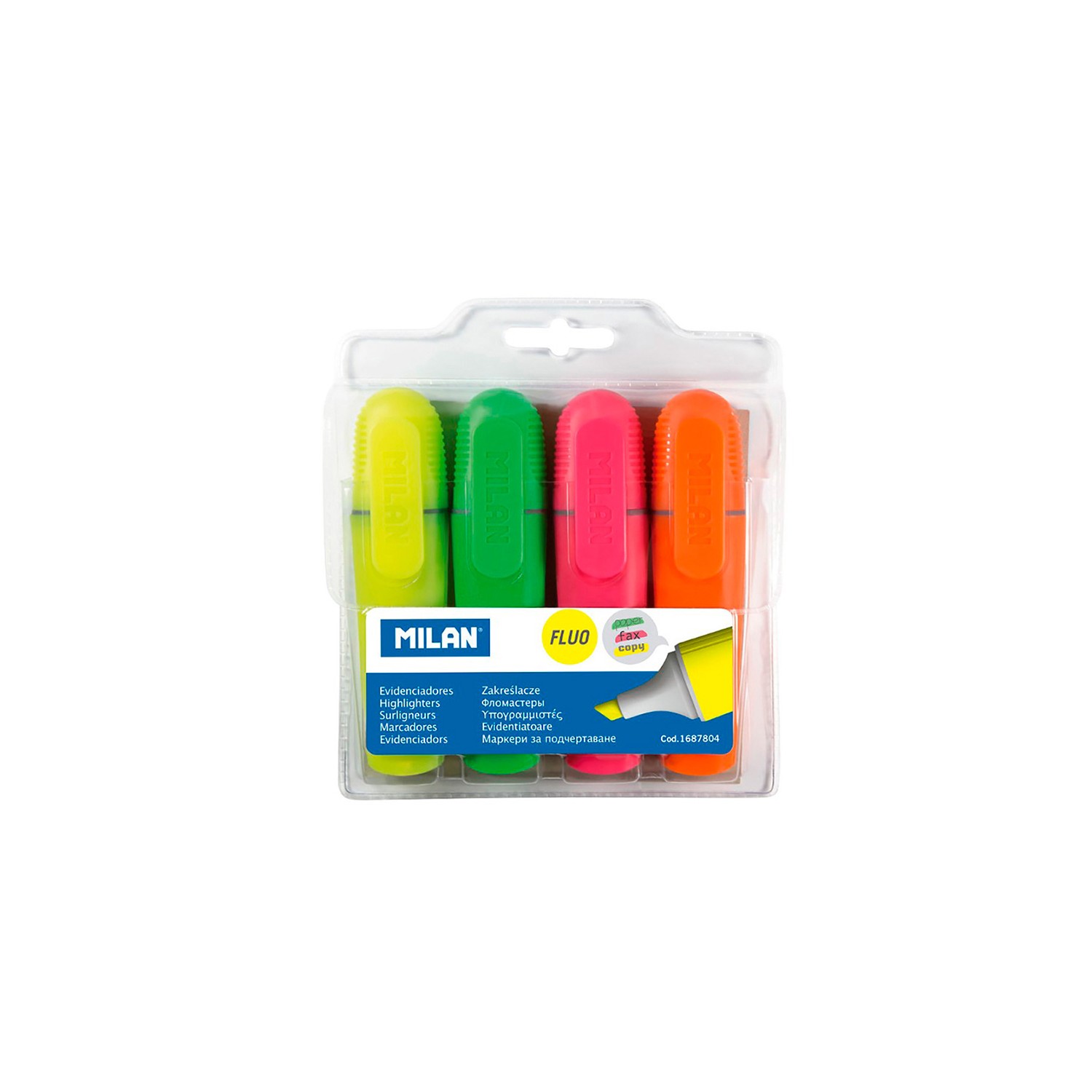 Pack con 4 marcadores fluorescentes punta biselada milan colores / modelos surtidos