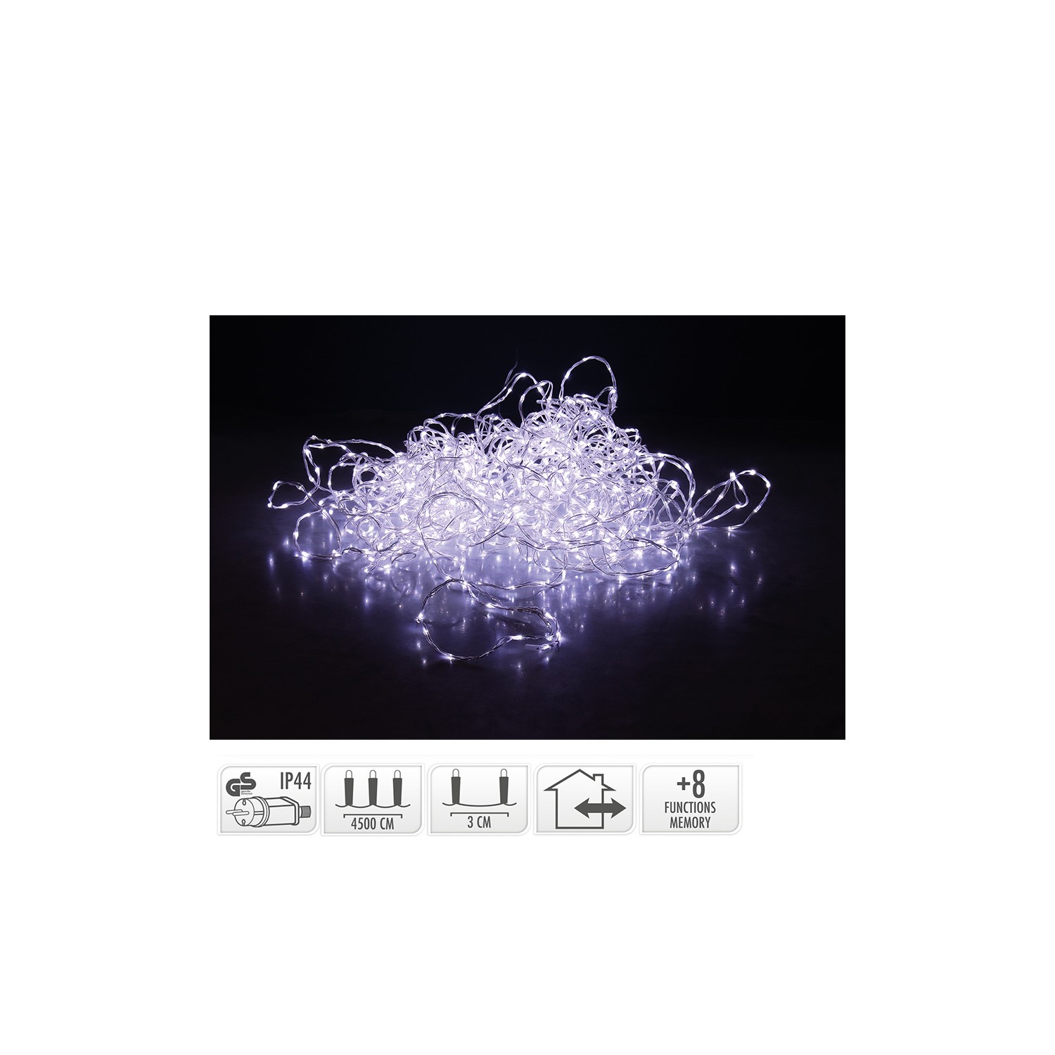 Guirnalda soft wire 1500 leds blanco frio 8 funciones 48m