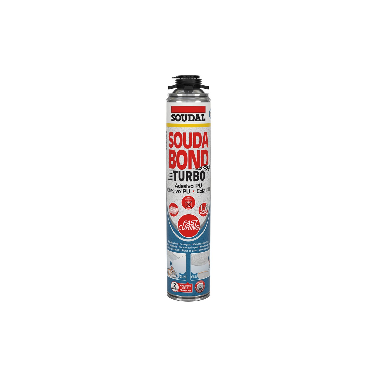 Espuma adhesiva turbo soudabon turbo pistola 750ml soudal