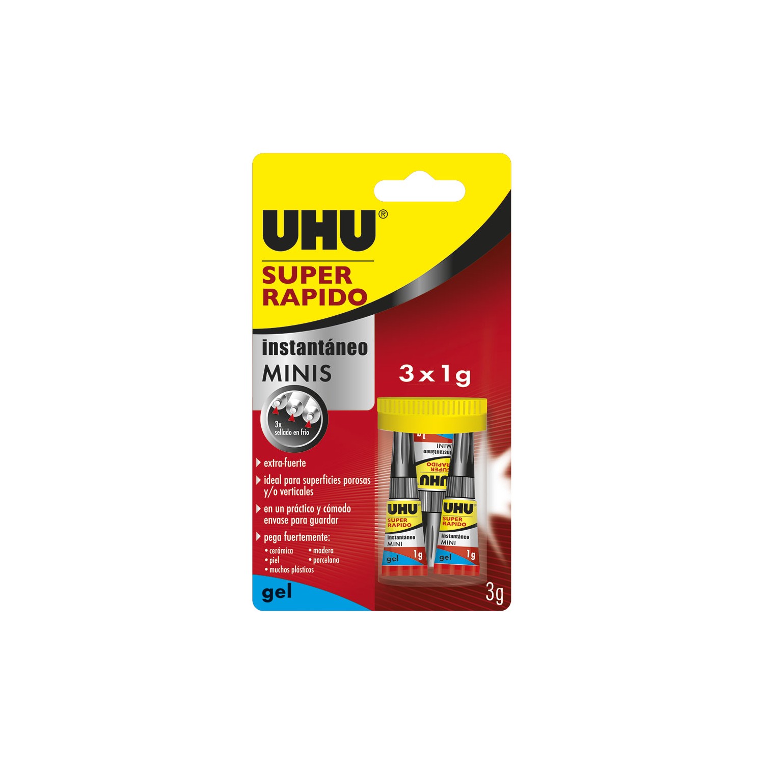 Uhu super rápido minis gel (en caja) 3x1g ref. 36527