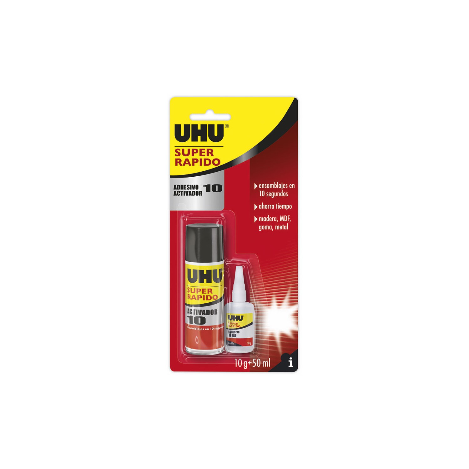 Uhu pack "adhesivo 10 + activador 10" 50g + 200ml ref. 6312395