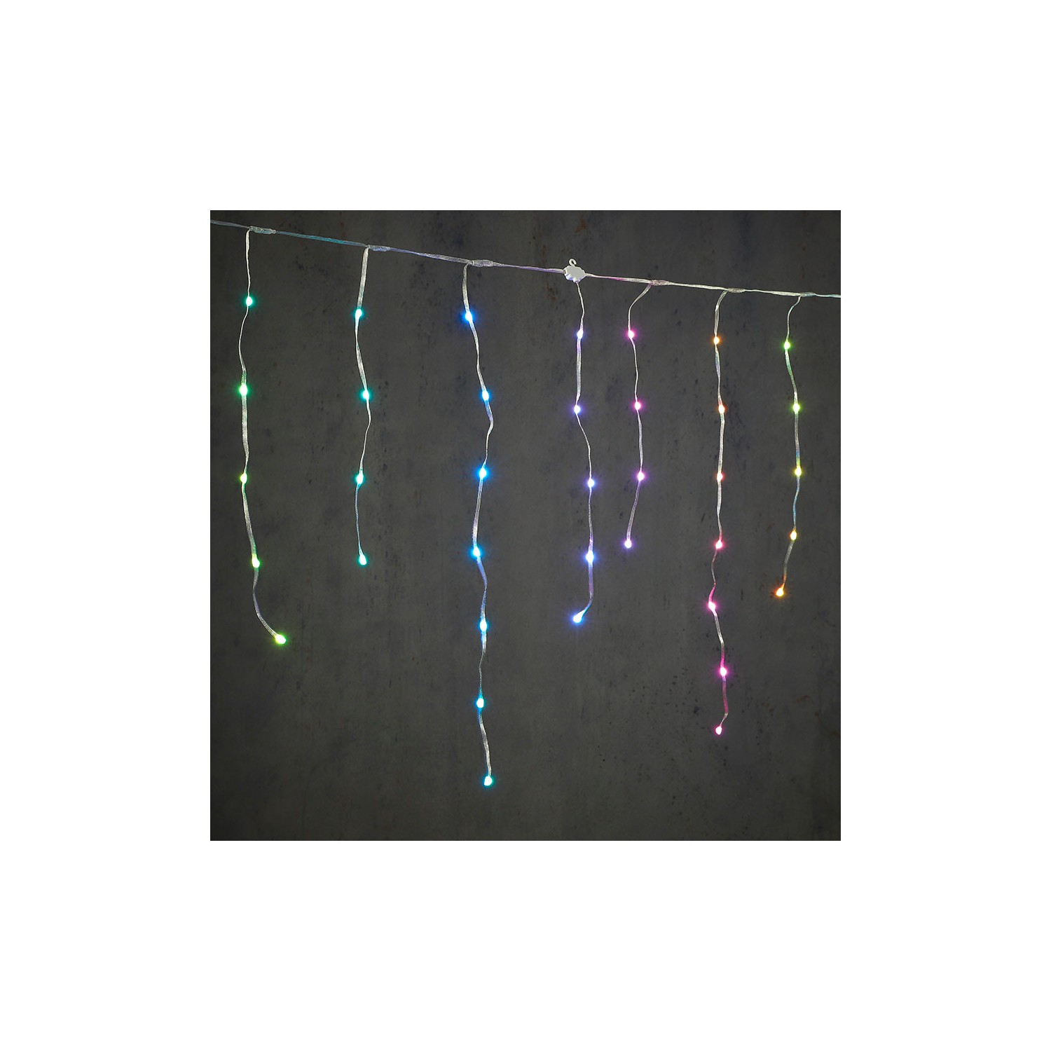 Cortina led efecto carámbano multicolor 300x70cm