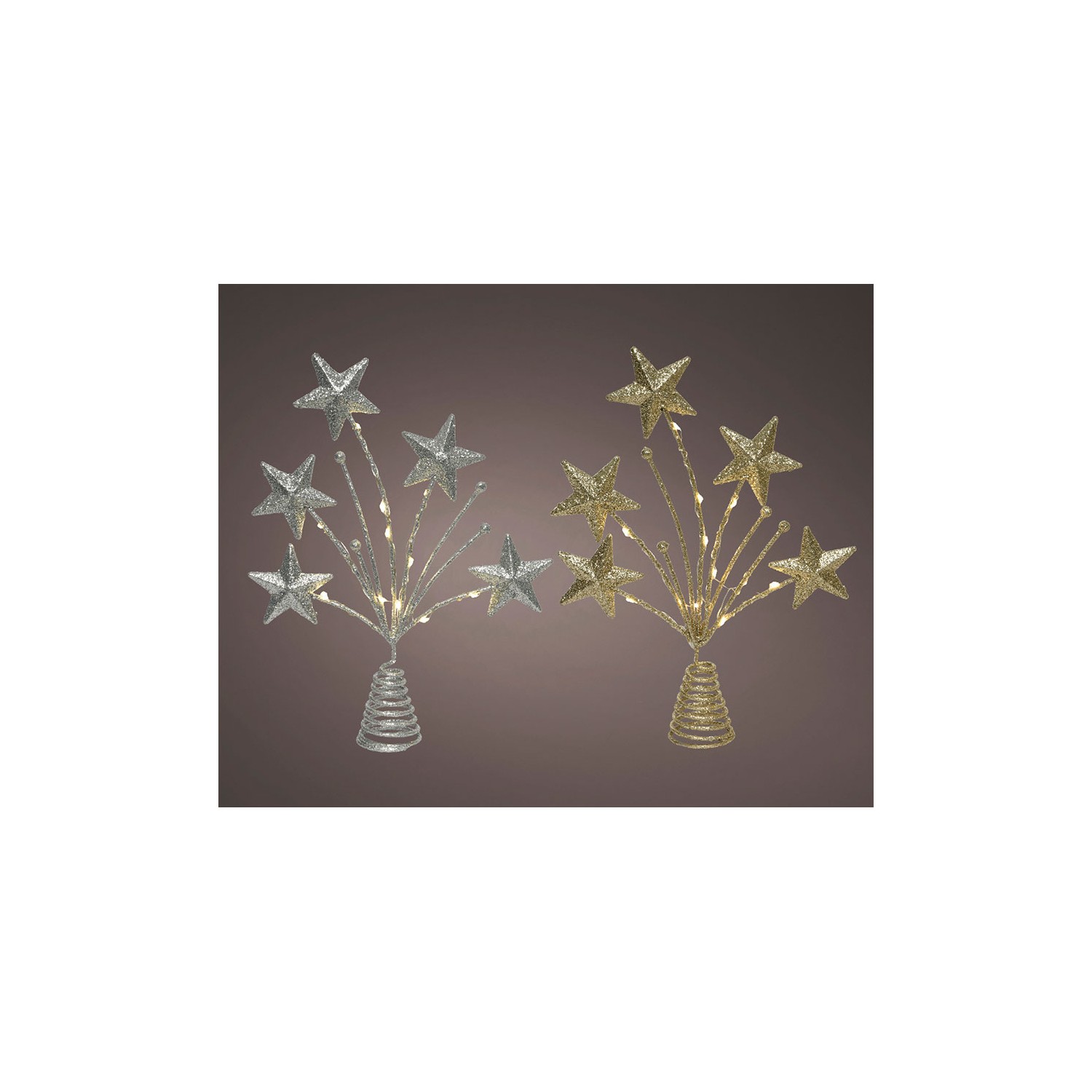 Adorno para copa árbol de navidad estrella 5x21x31cm 12 leds colores surtidos