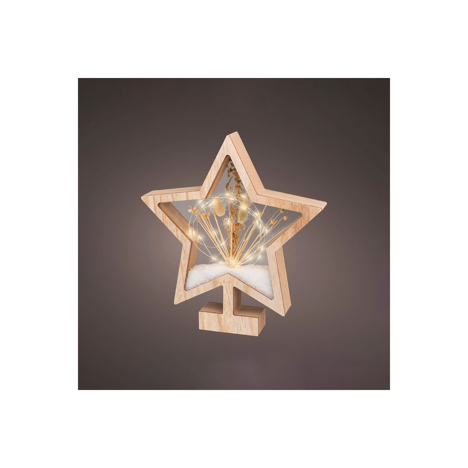 Estrella de madera con microleds 4x26x28cm 25 leds