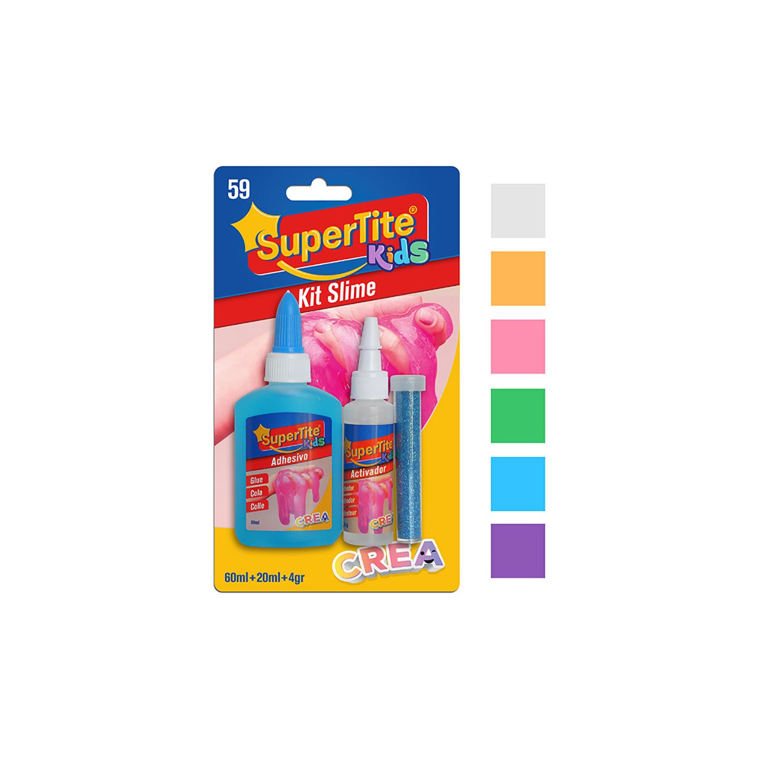 Kit slime, blister 60ml x 20ml x 4g a2759 supertite colores / modelos surtidos