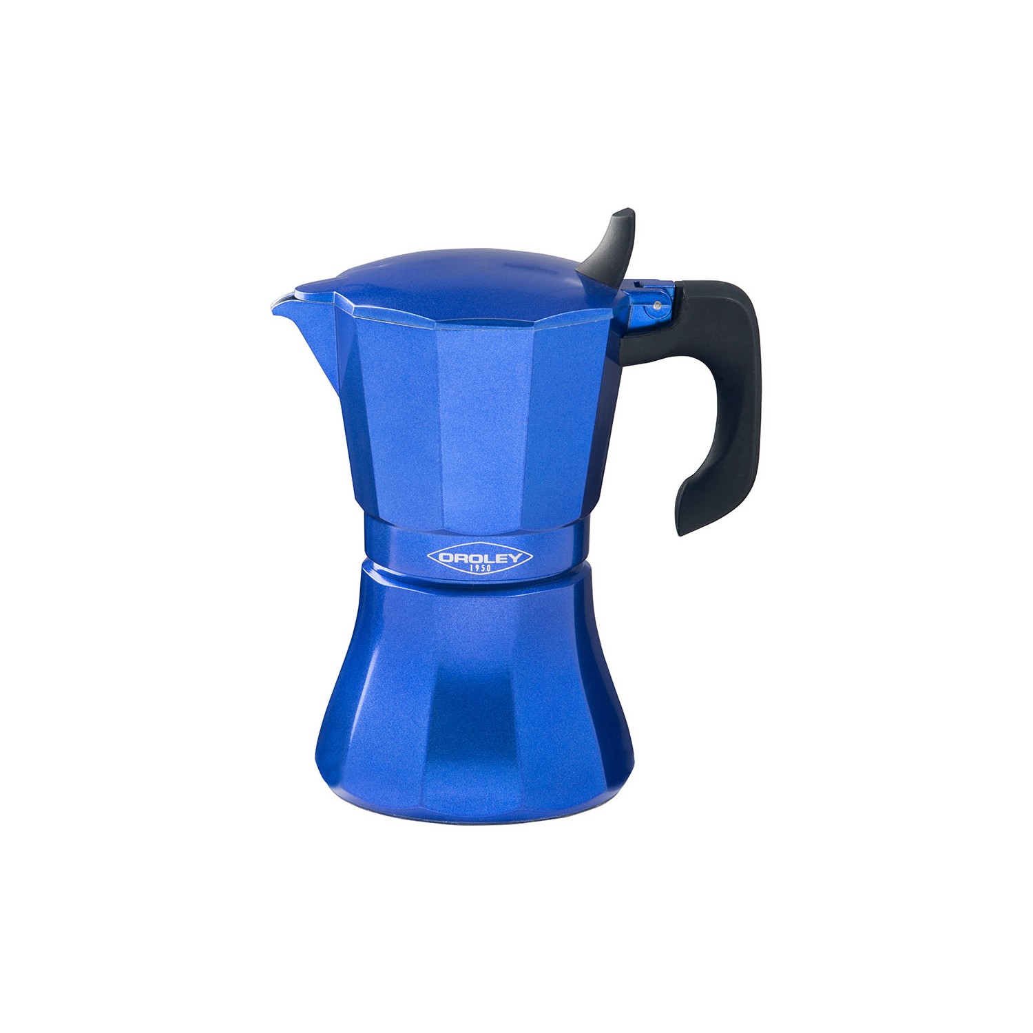 Cafetera de aluminio de 6 tazas mod: "petra" color azul oroley