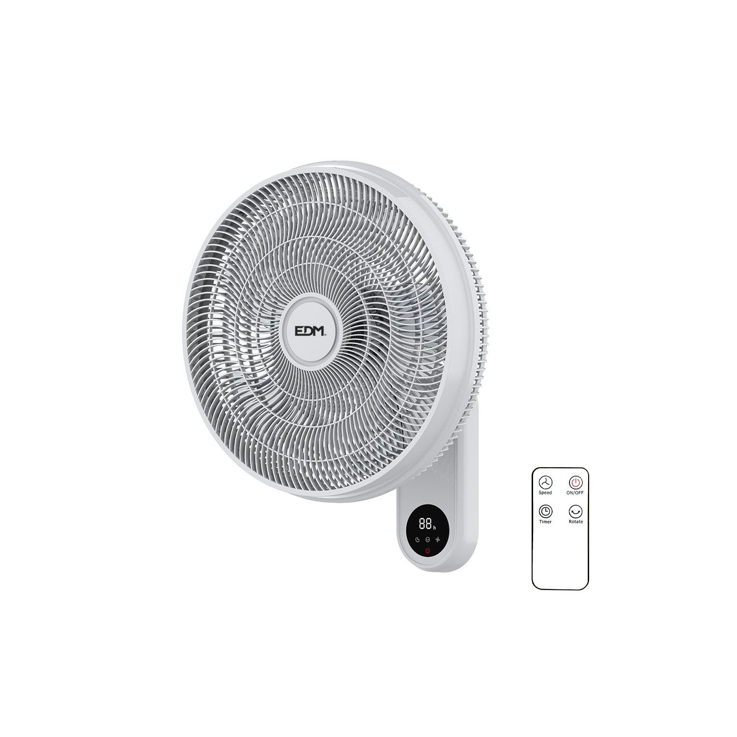 Ventilador pared 50w 40cm con mando edm