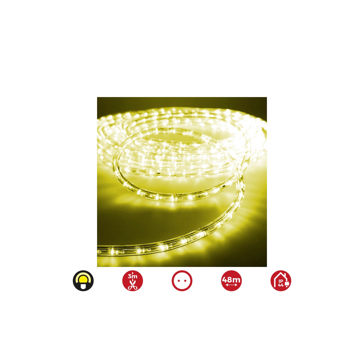 Tubo flexiled led 2 vias multifuncion 48m. 36 leds/m amarillo (ip44 interior-exterior) edm