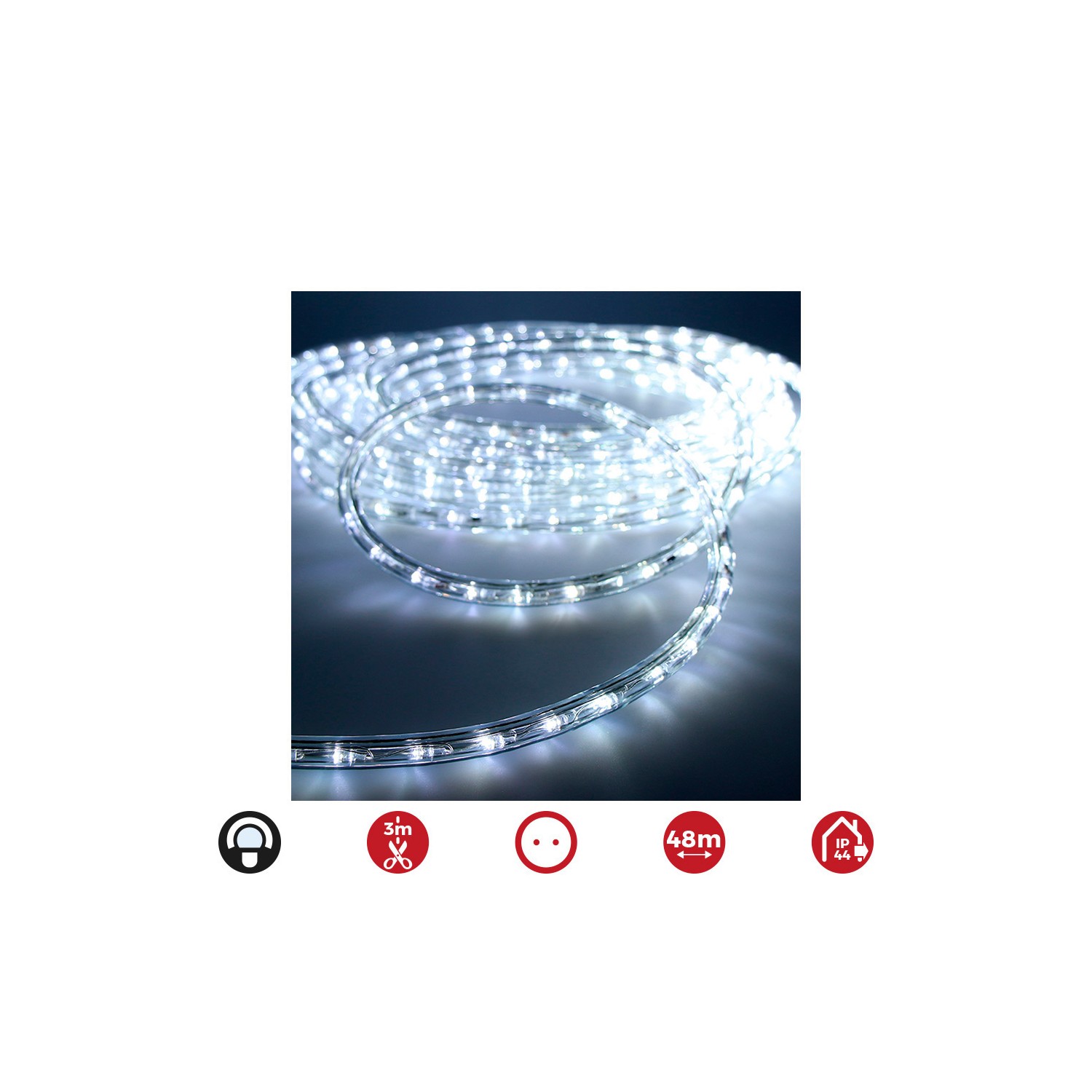 Tubo flexiled led 2 vias multifuncion 48m.36 leds/m blanco frio (ip44 interior-exterior) edm