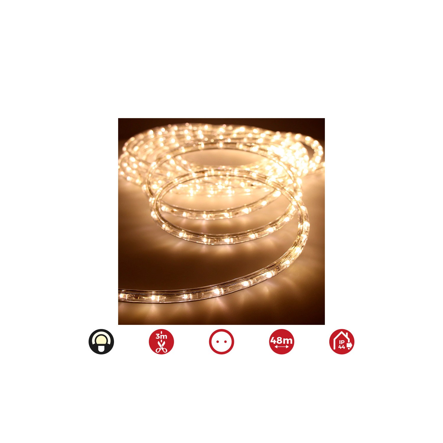 Tubo flexiled led 2 vias multifuncion 48m. 36 leds/m blanco calido (ip44 interior-exterior) edm