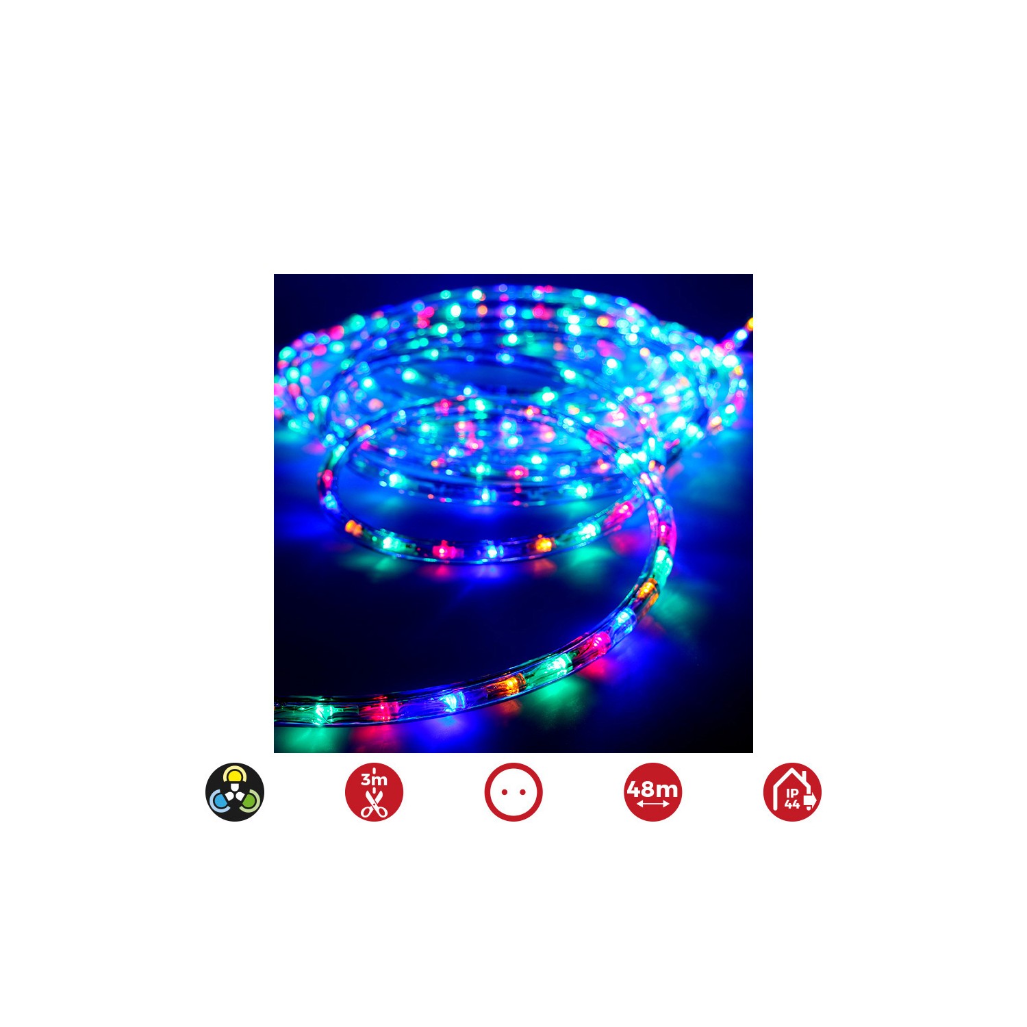 Tubo flexiled led 2 vias multifuncion 48m. 36 leds/m multicolor (ip44 interior-exterior) edm.