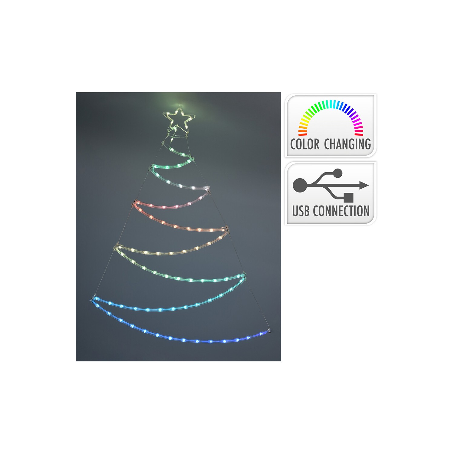 Adorno led arbol, rgb, 80 leds, conexión usb. basics