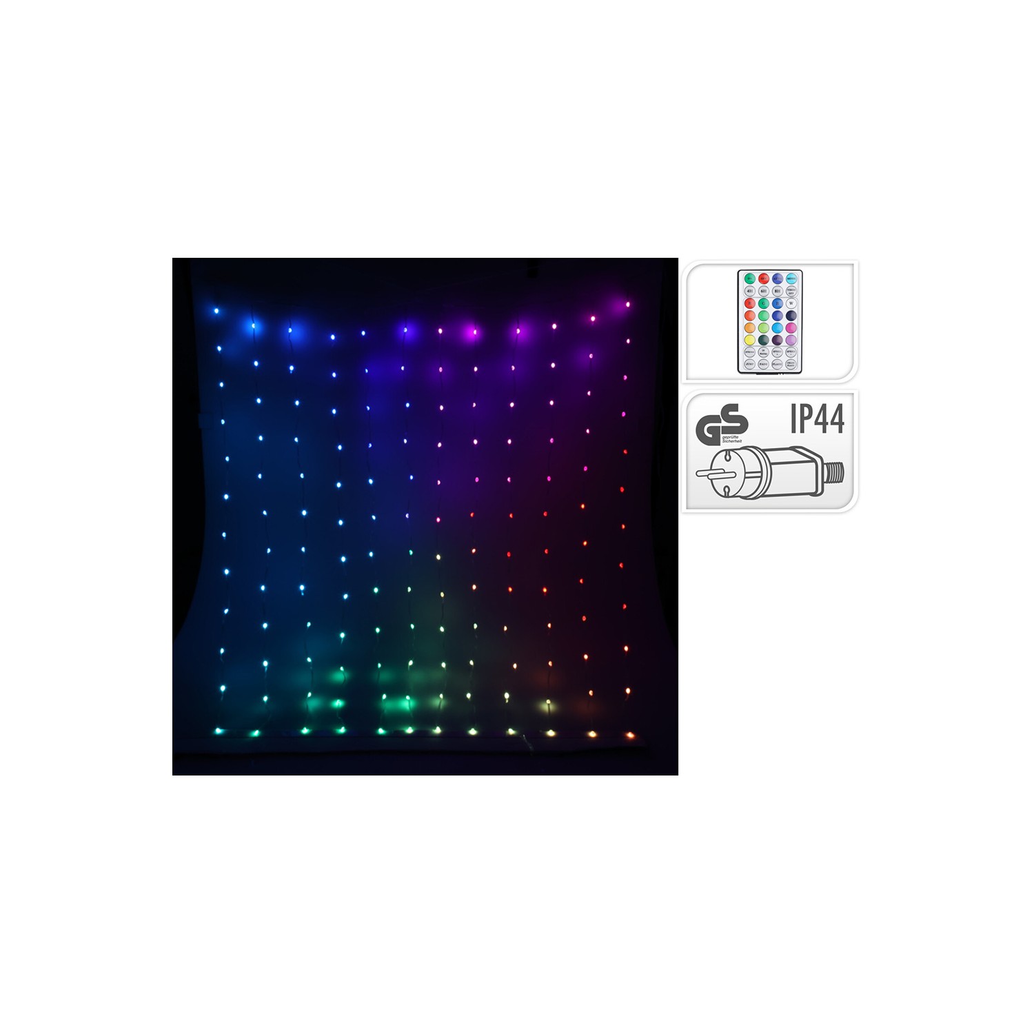 Cortina de leds, rgb, 400led, 220v, con mando a distancia. basics