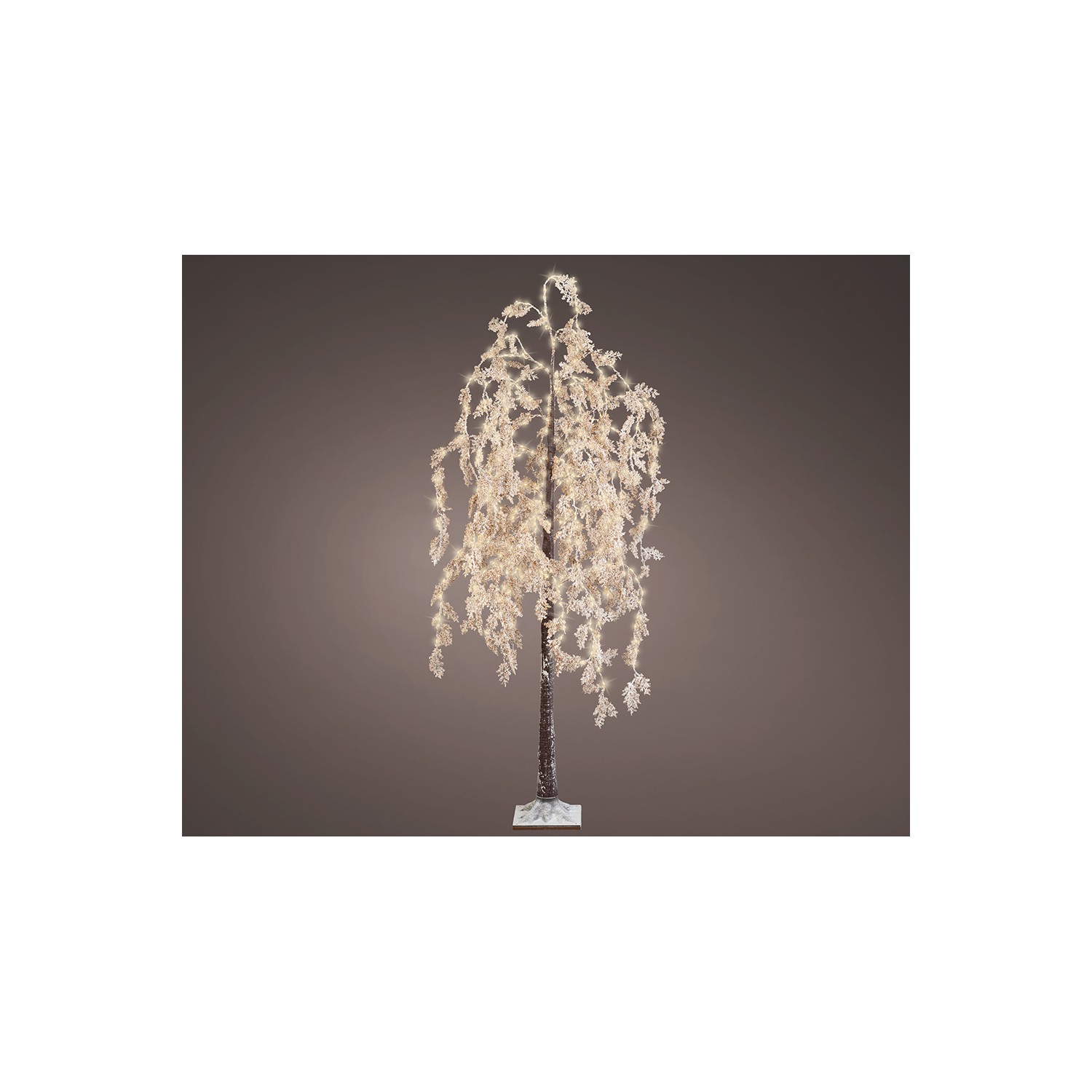 Arbol microled sauce de flores blancas, fijo, 600 leds, ø80cm x alto 210cm blanco calido,lumineo