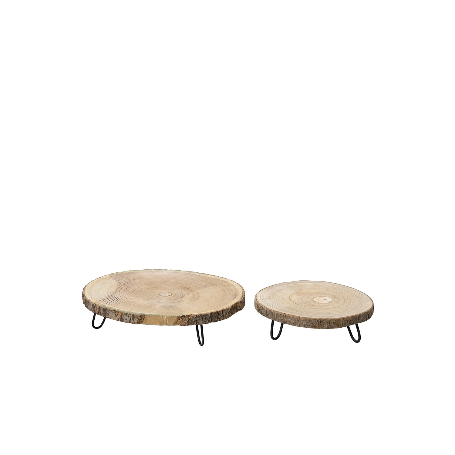 Sets de 2 bandejas de madera redondas decorativas. basics