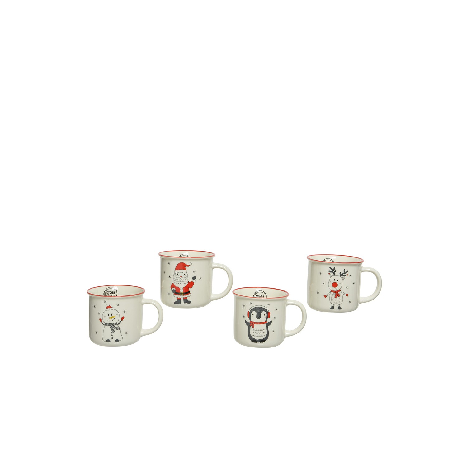 Taza de porcelana con motivos navideños, 4 modelos. basics