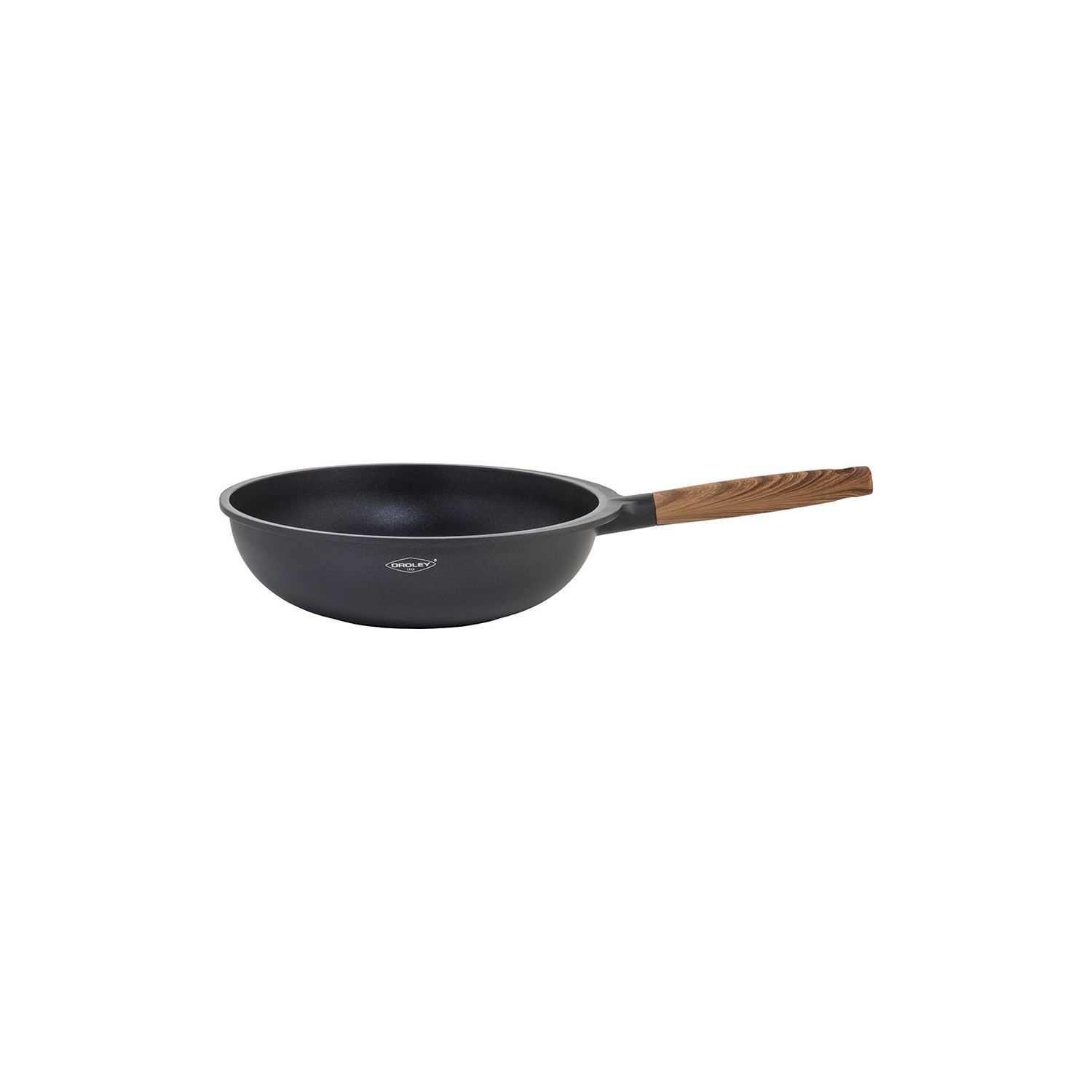 Wok aluminio fundido c/tapa. mango color madera 30cm nature oroley