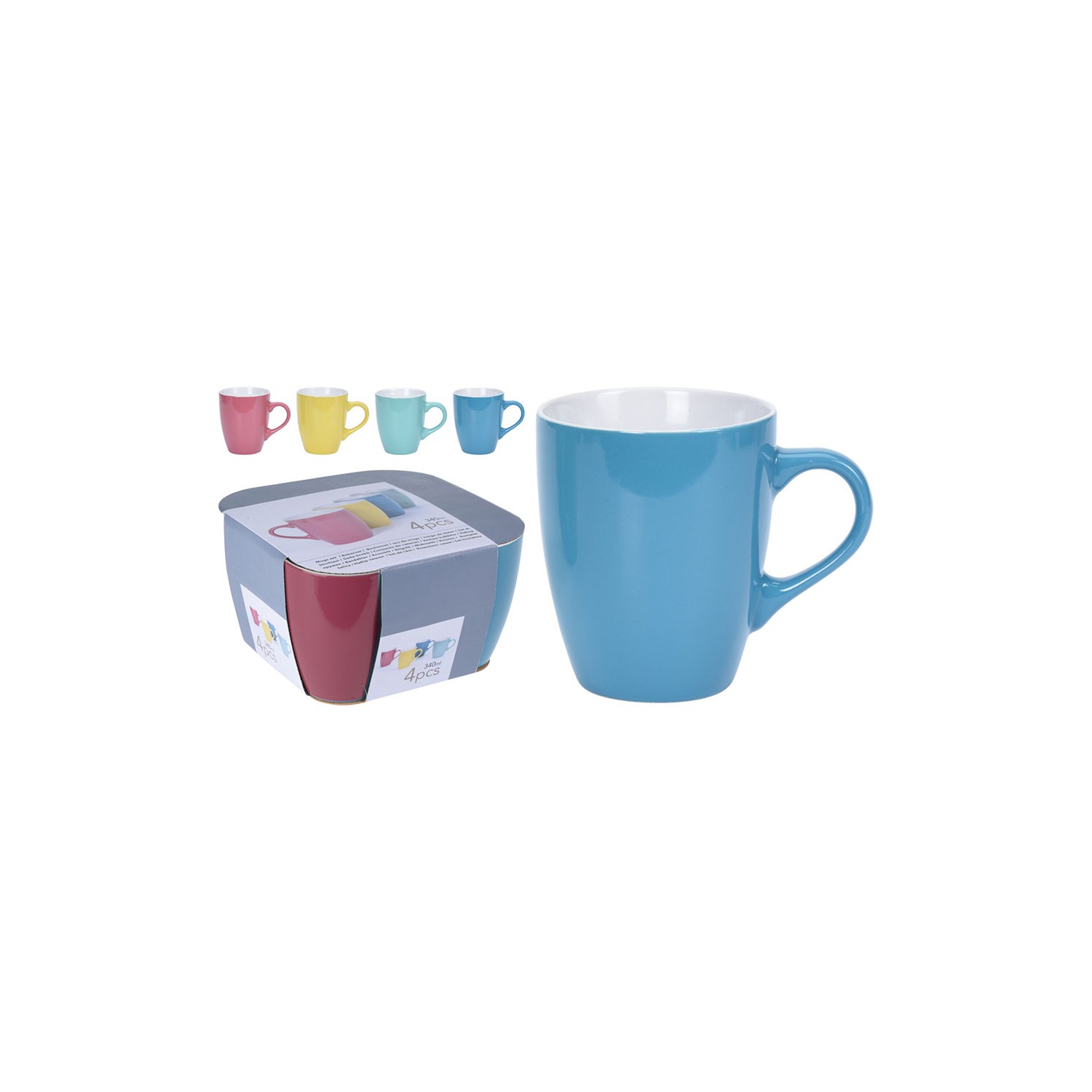 Set de 4 tazas de cafe 34cl colores surtidos