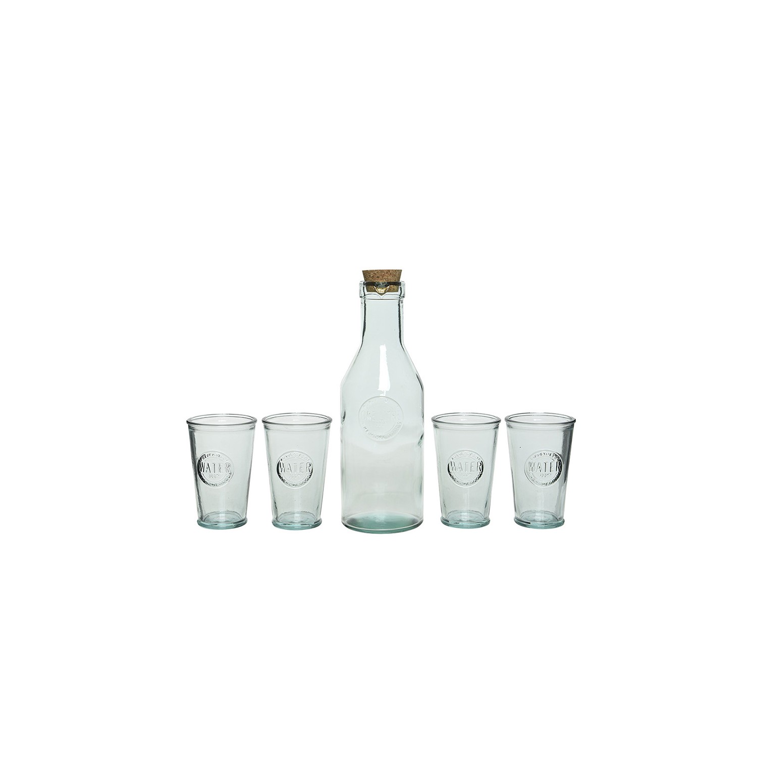 Set de botella y 4 vasos 100% reciclados 825593