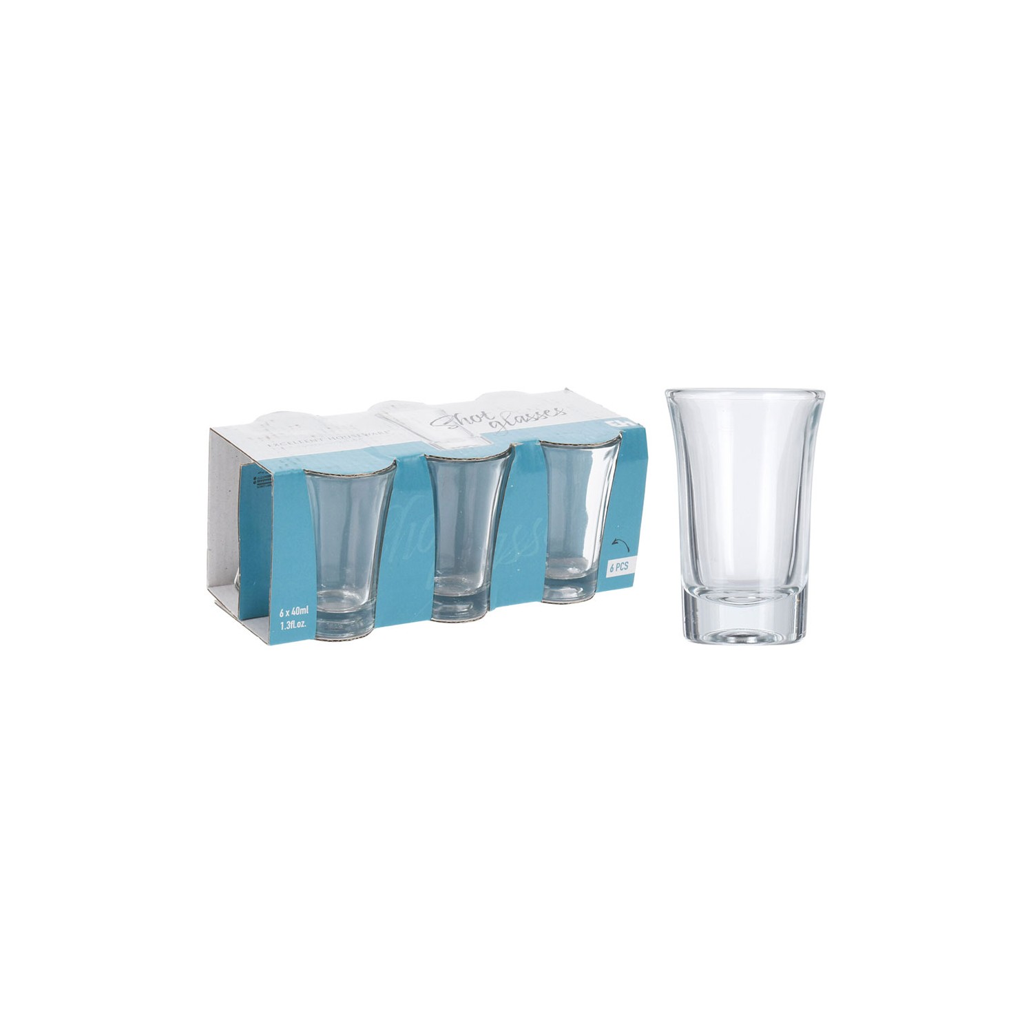 Set de 6 vasos pequeños de cristal 40ml