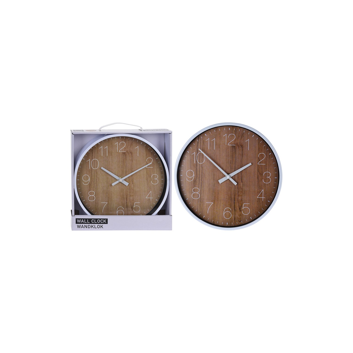 Reloj para pared efecto madera ø25cm.