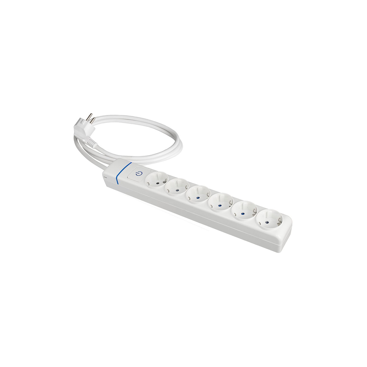 Prolongador con 6 tomas 2p+t, 16a 250v con interruptor luminoso. 1.5 m de cable h05vv-f 3g1,5mm². 8016pil solera