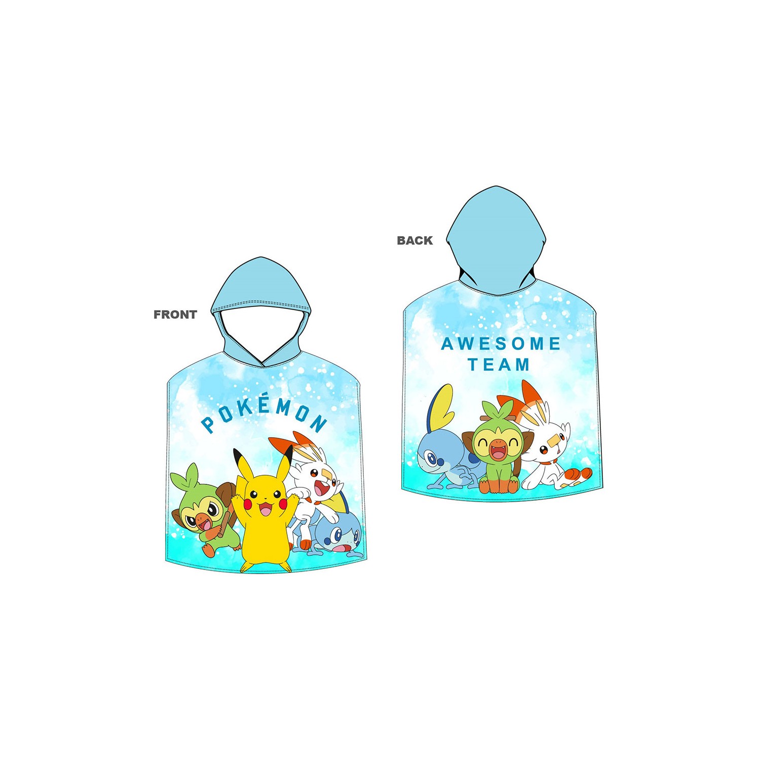 Poncho playa micro 55 x 110cm infantil pokemon