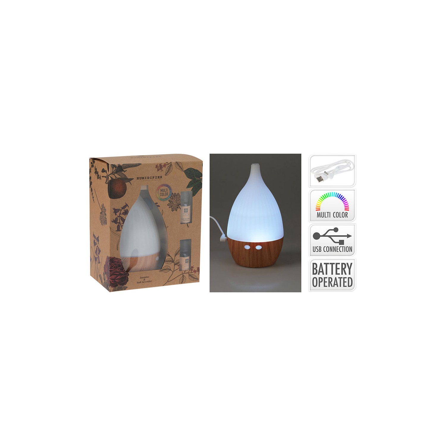 Humidificador con aroma, led multicolor, usb, cc5056760, aroma di rogito