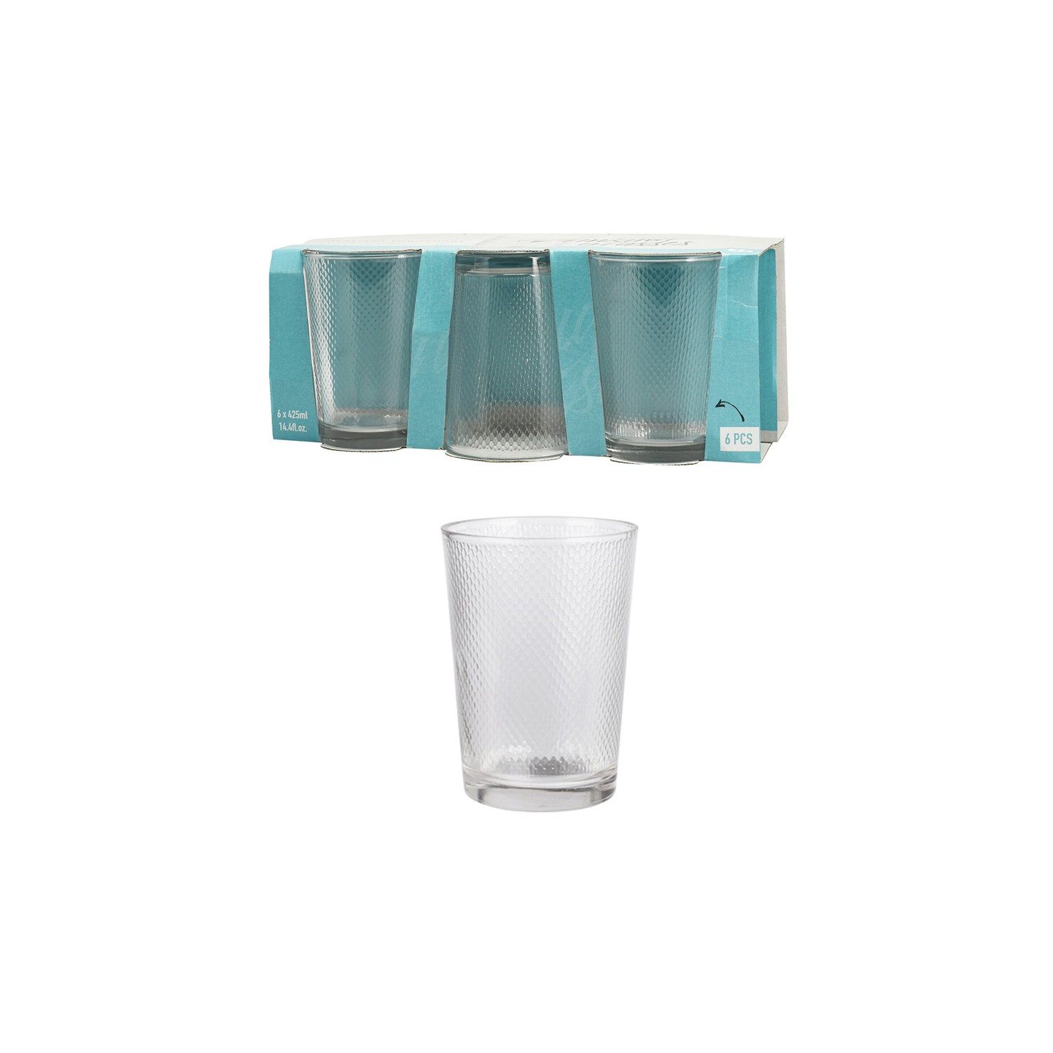 Set 6 vasos agua 425ml, ye6000770, excellent houseware