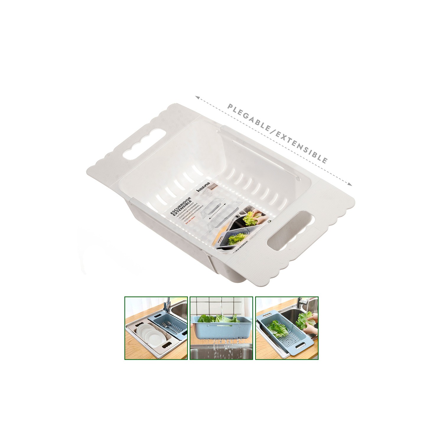 Escurridor para fregadero extensible 23-36 max blanco 50x18,5x8cm kozina