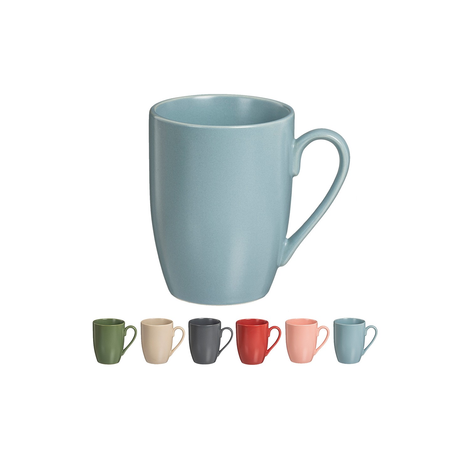 Pack 6 tazas porcelana mate 350 ml 6 colores surtidos kozina