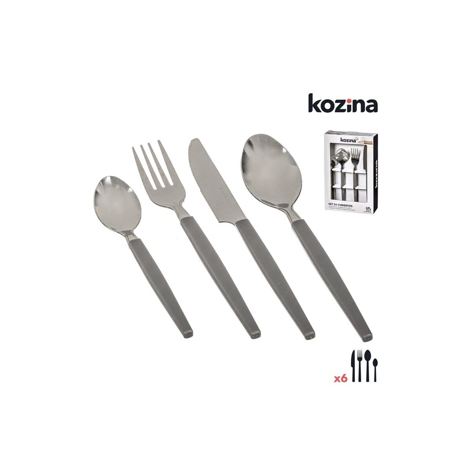 Set 24 pcs cubiertos acero inoxidable kozina