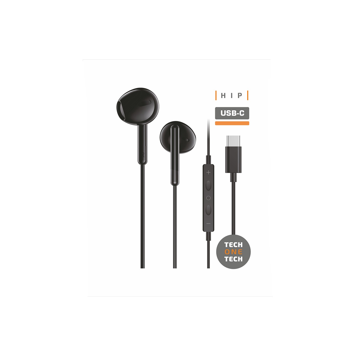 Auriculares hip negros, con usb-c. tech one tech