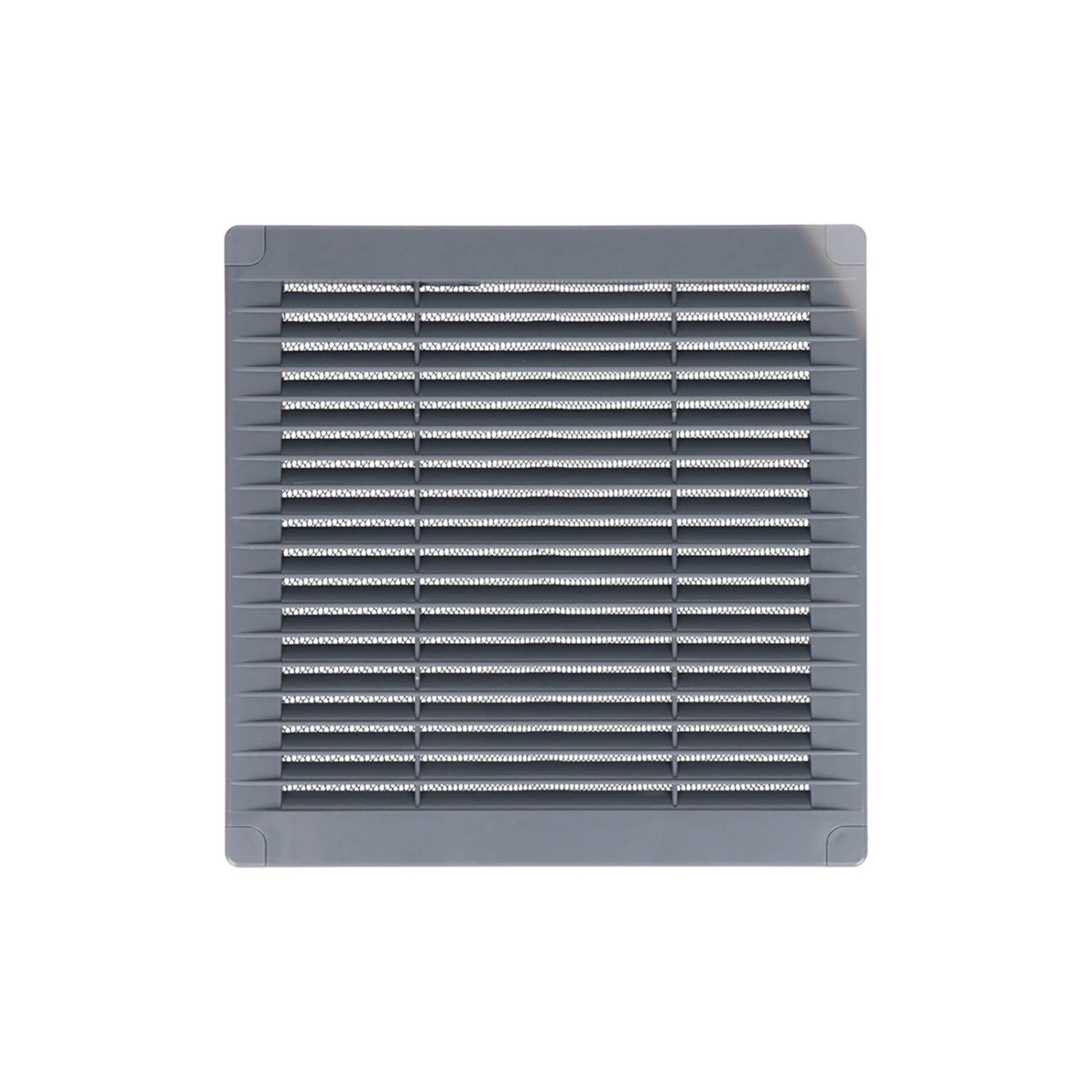 Rejilla ventilación cuadrada con tapones y mosquitera 100x100x7mm abs gris