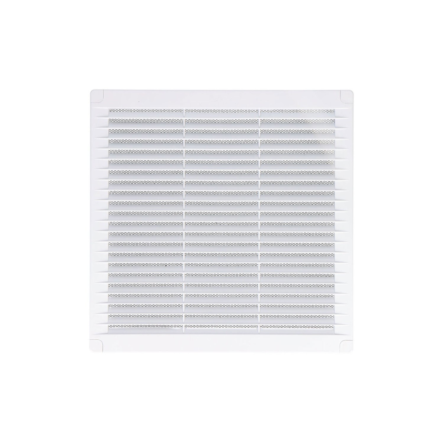 Rejilla ventilación cuadrada con tapones y mosquitera 250x250x7mm abs blanca