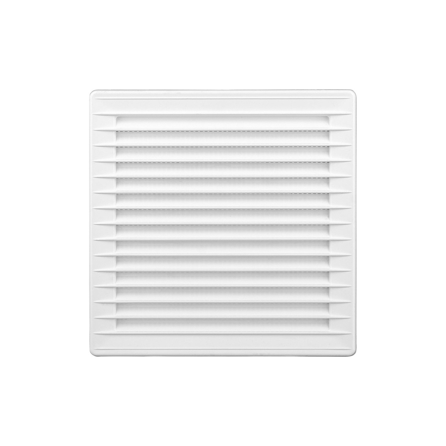 Rejilla ventilación cuadrada empotrable ajustable ø 80-150 con mosquitera 170x170x11,5mm abs blanca