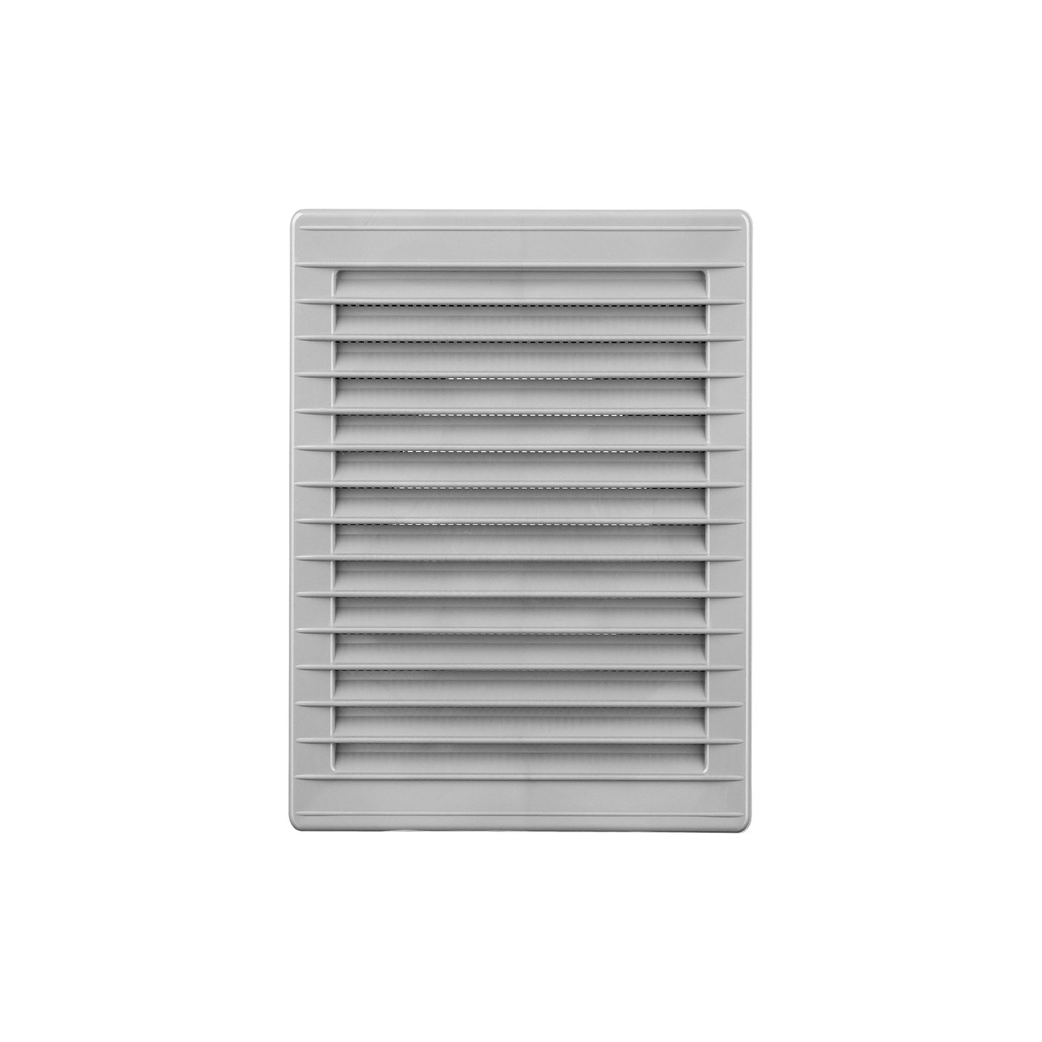 Rejilla ventilacíón rectangular empotrable con mosquitera abs 135x205mm gris