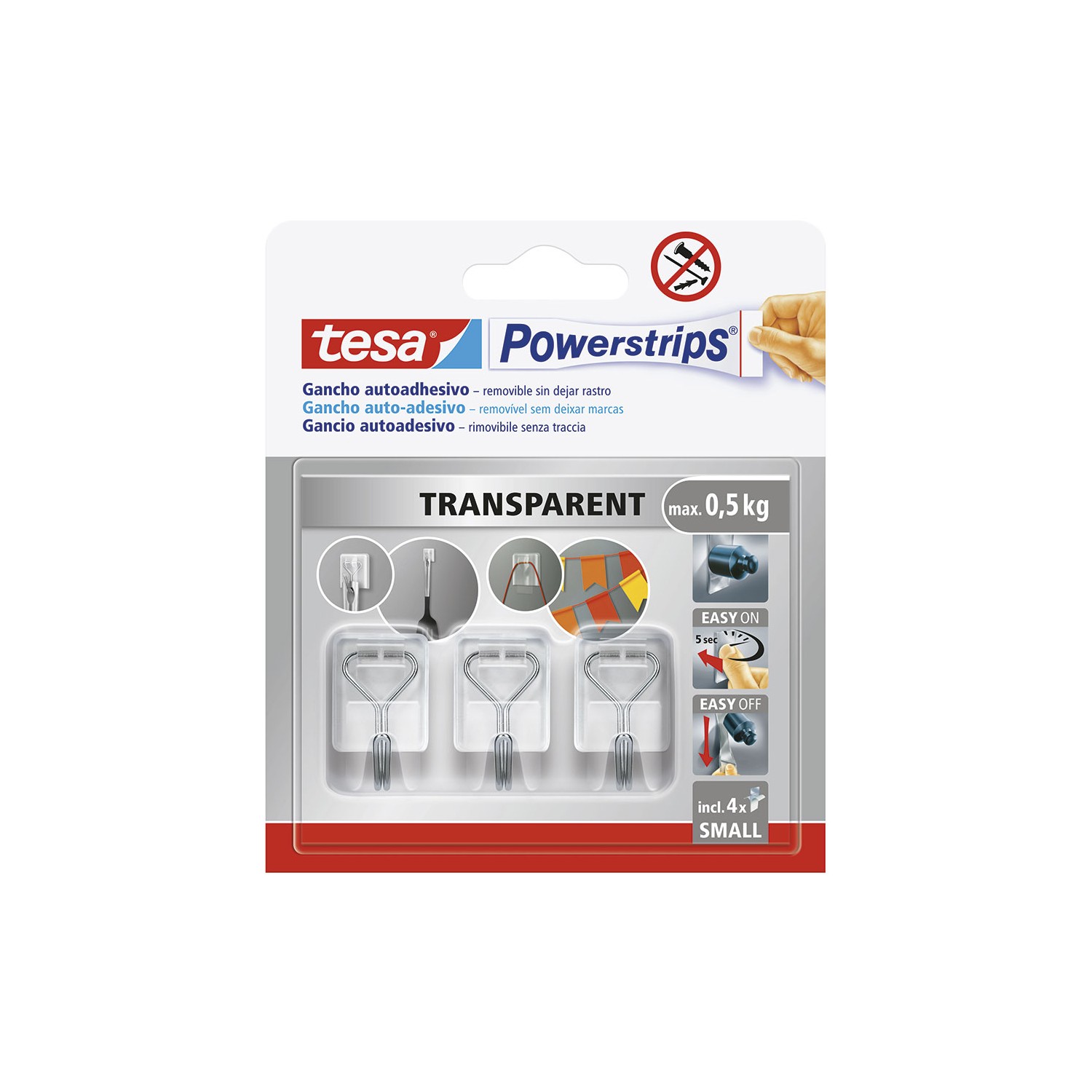 Gancho autoadhesivo powerstrips s, transparente